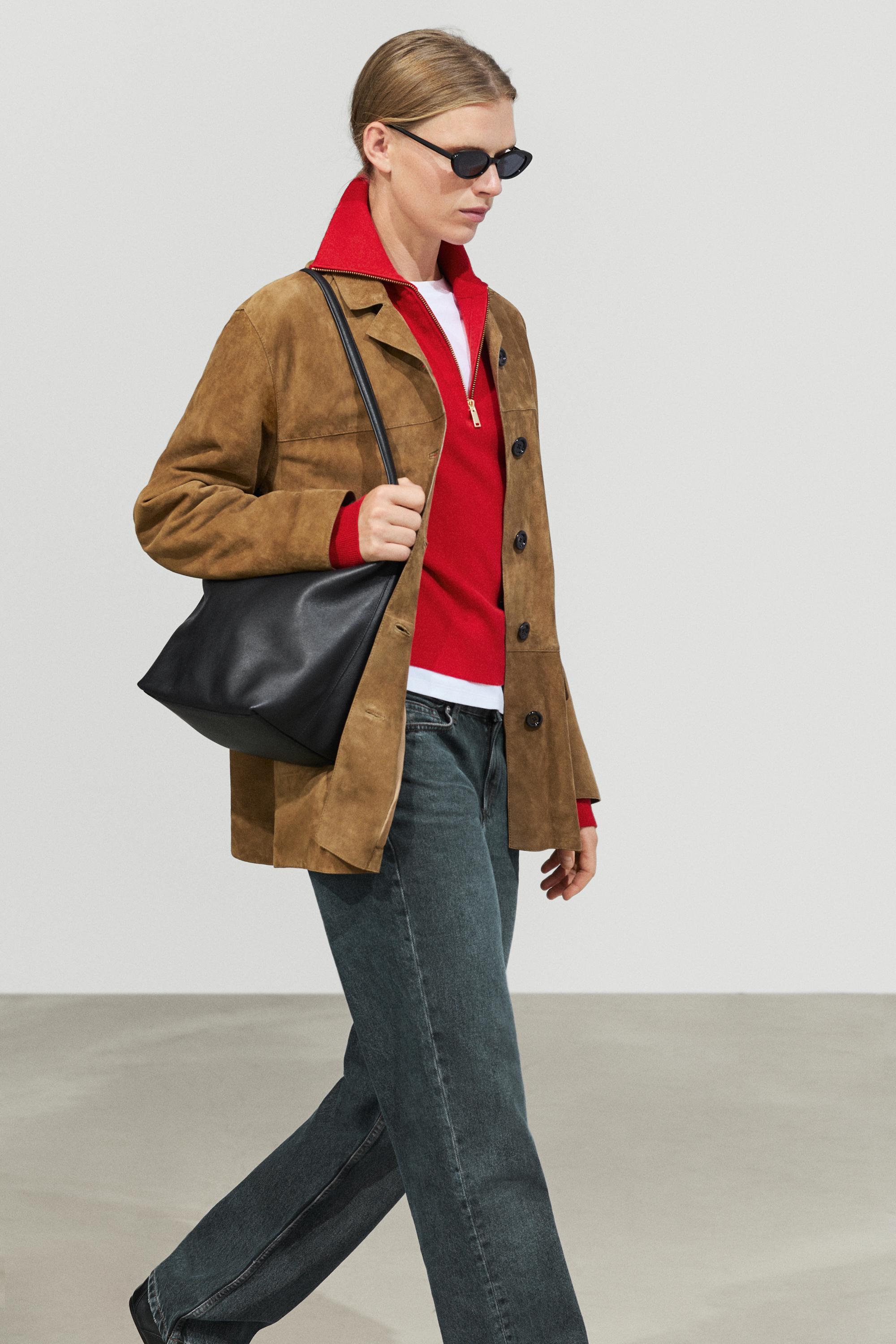 Suede lapel blazer — SAND