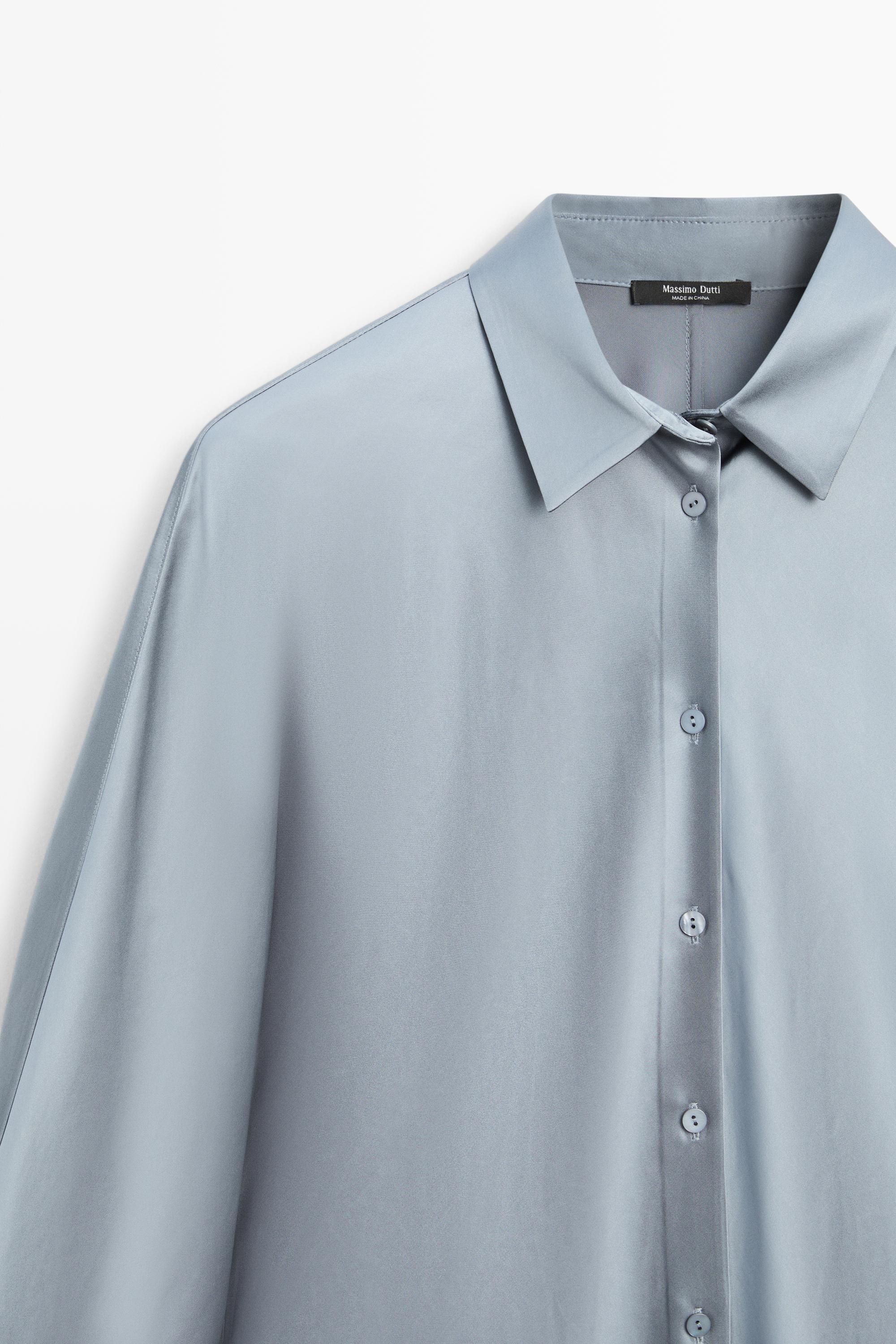 Flowing satin shirt — BLUISH GREY