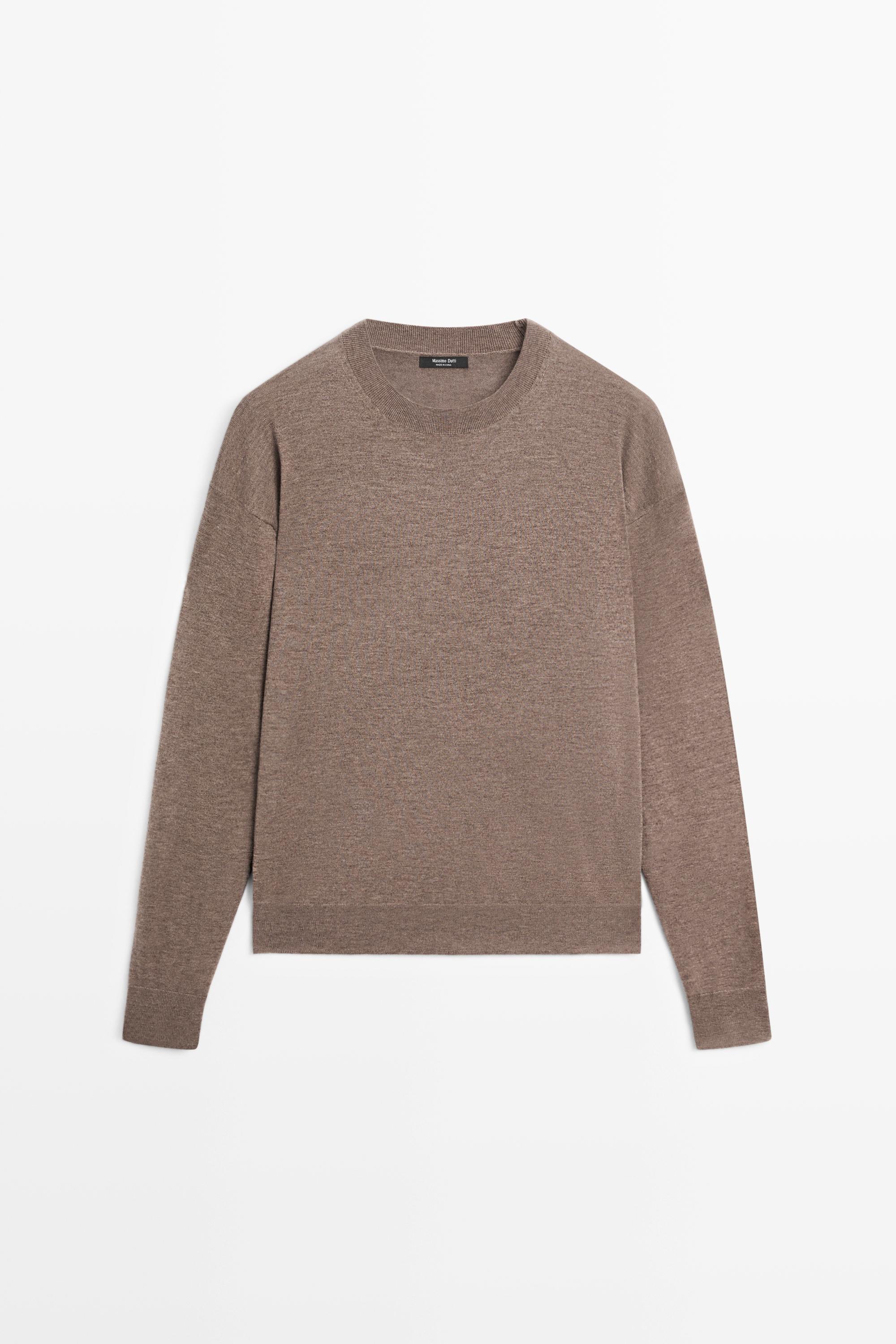 Fine knit round neck sweater — MOLE BROWN