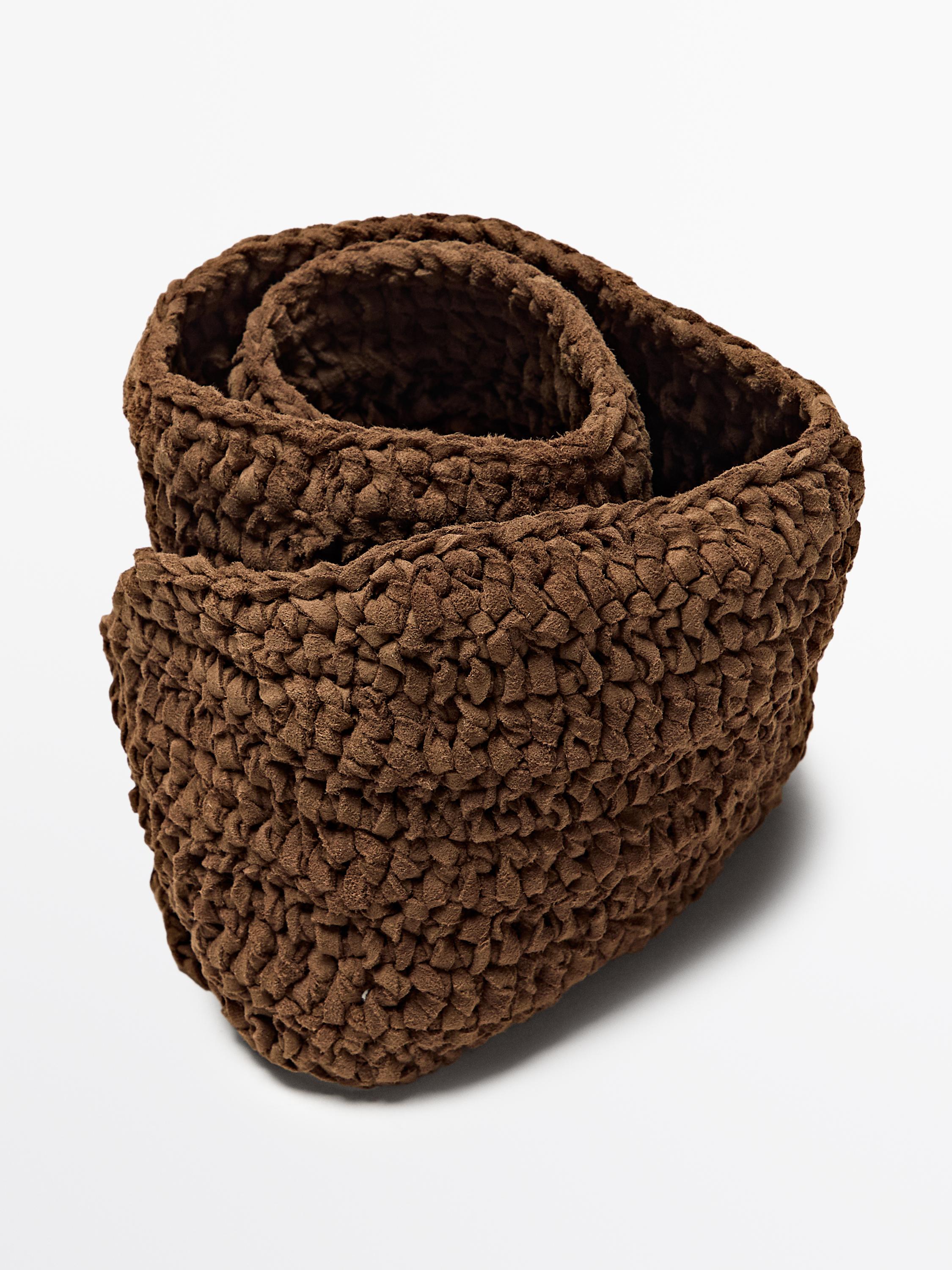 Plaited split suede leather sash belt