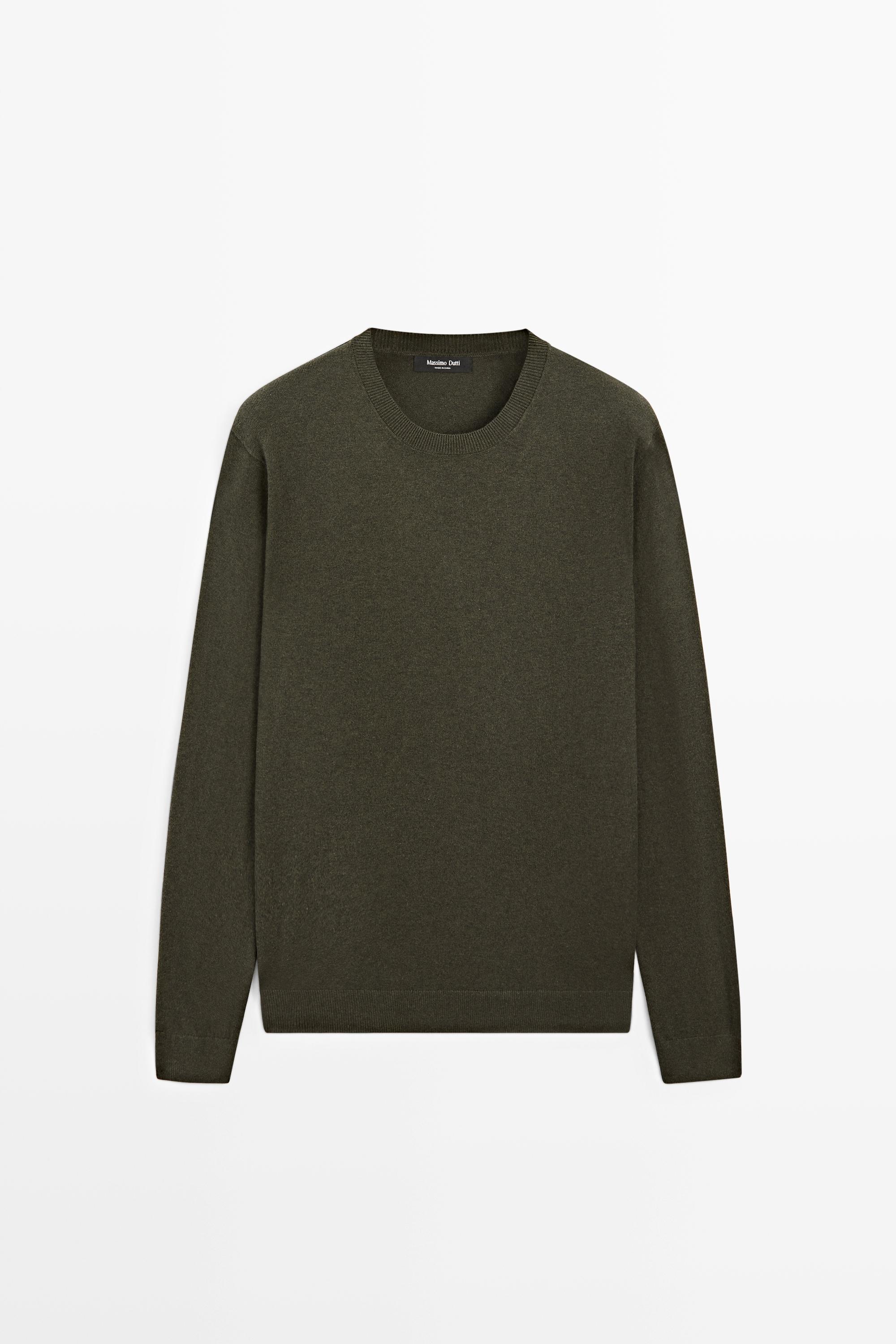 Cotton blend knit sweater — GREEN