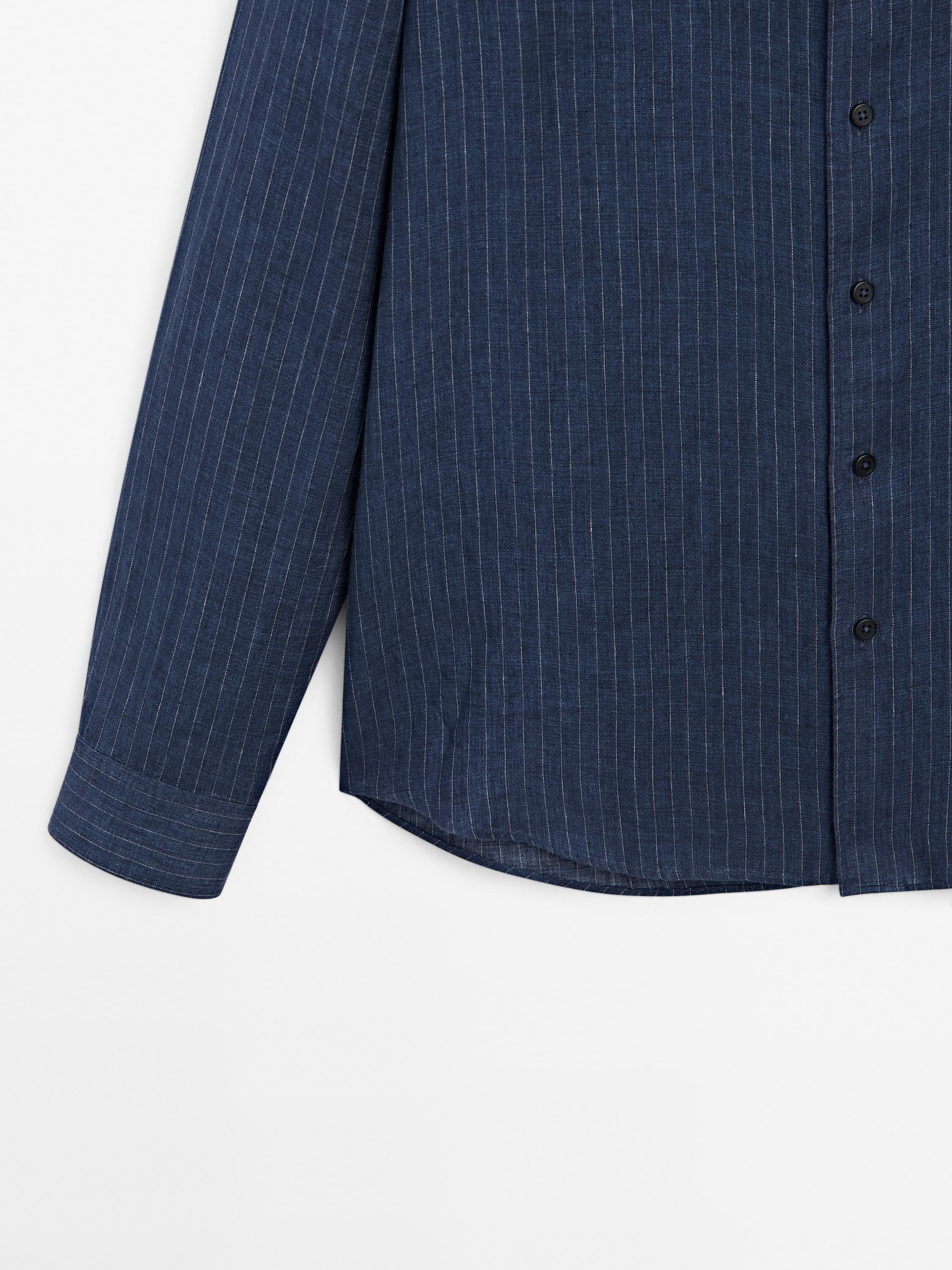 Regular fit избледена ленена кошула