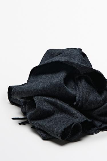 Wool blend scarf with fringing — ANTHRACITE GREY 4