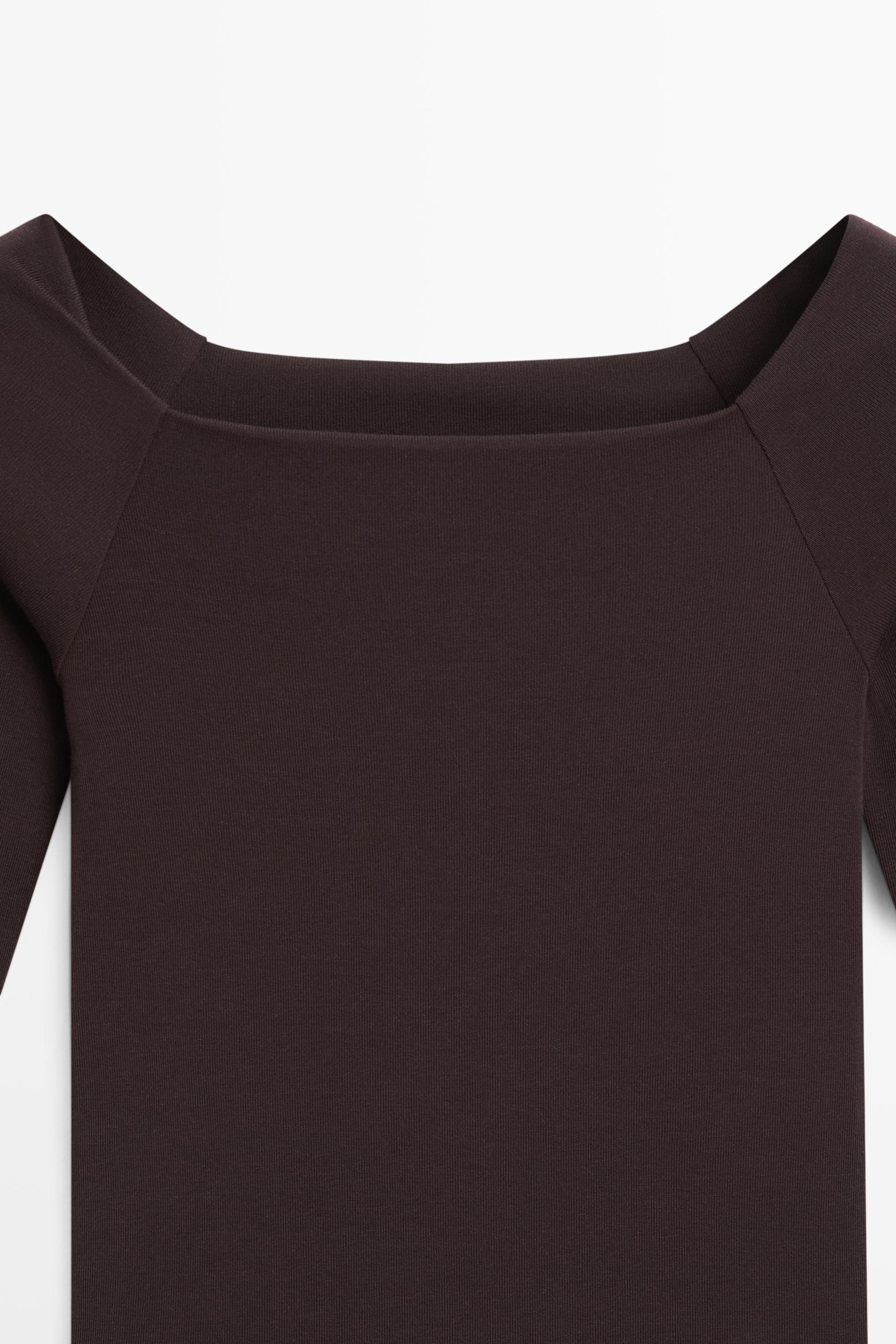 Stretch long sleeve top — BROWN
