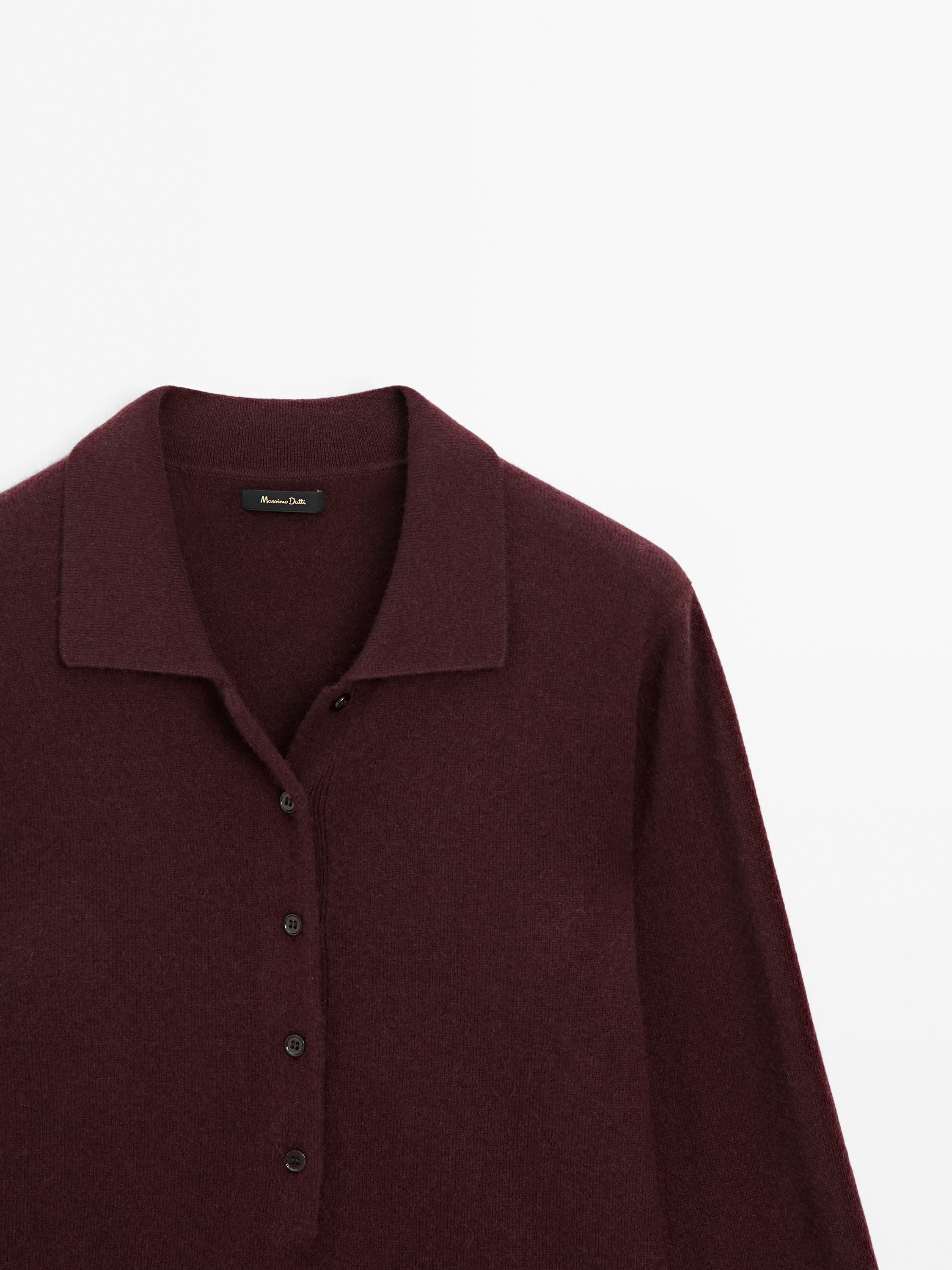 100% cashmere knit polo sweater