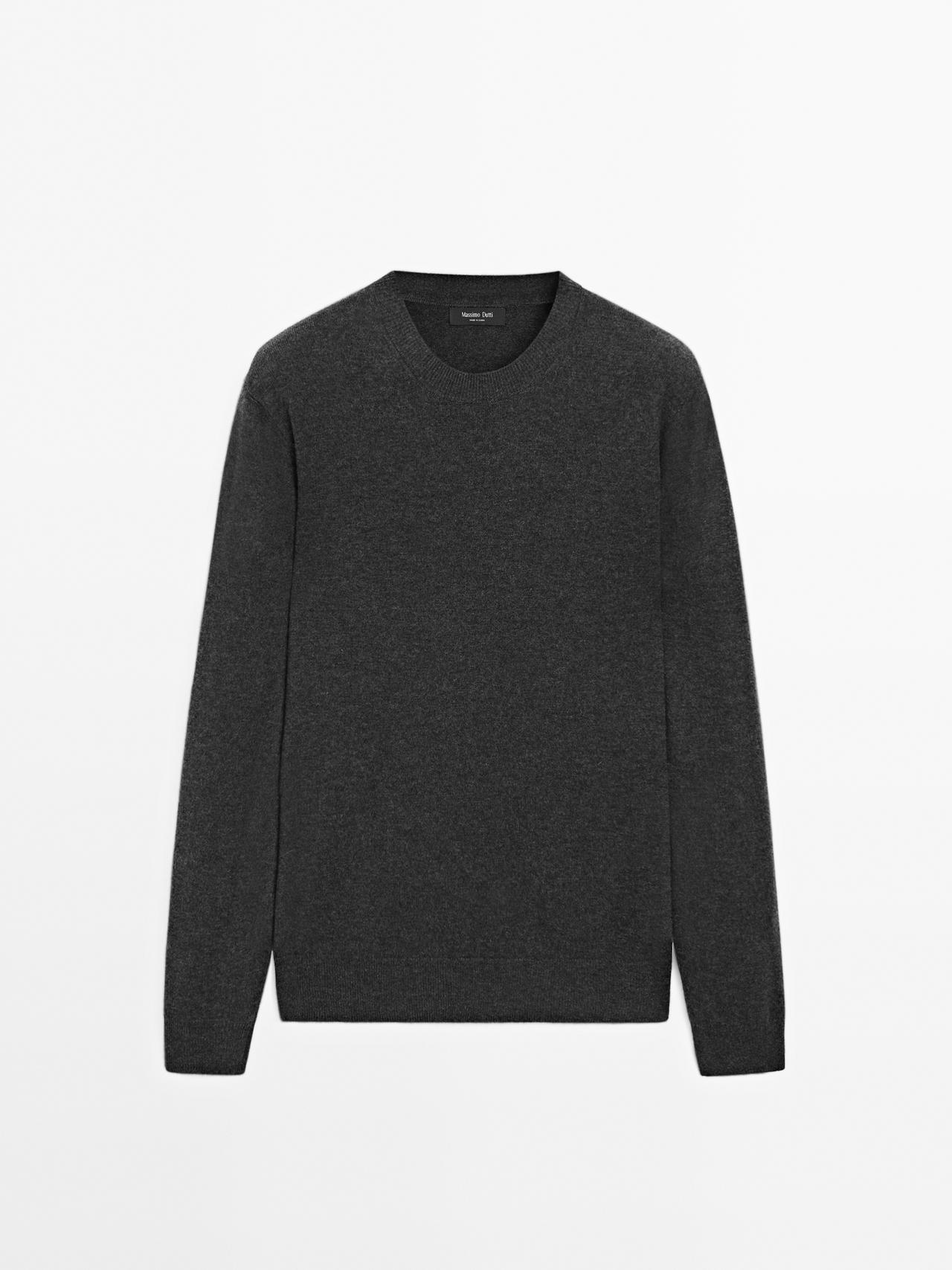 Massimo Dutti - Herre - Trøje I Uldblanding Med Rund Hals - Kulgrå - M