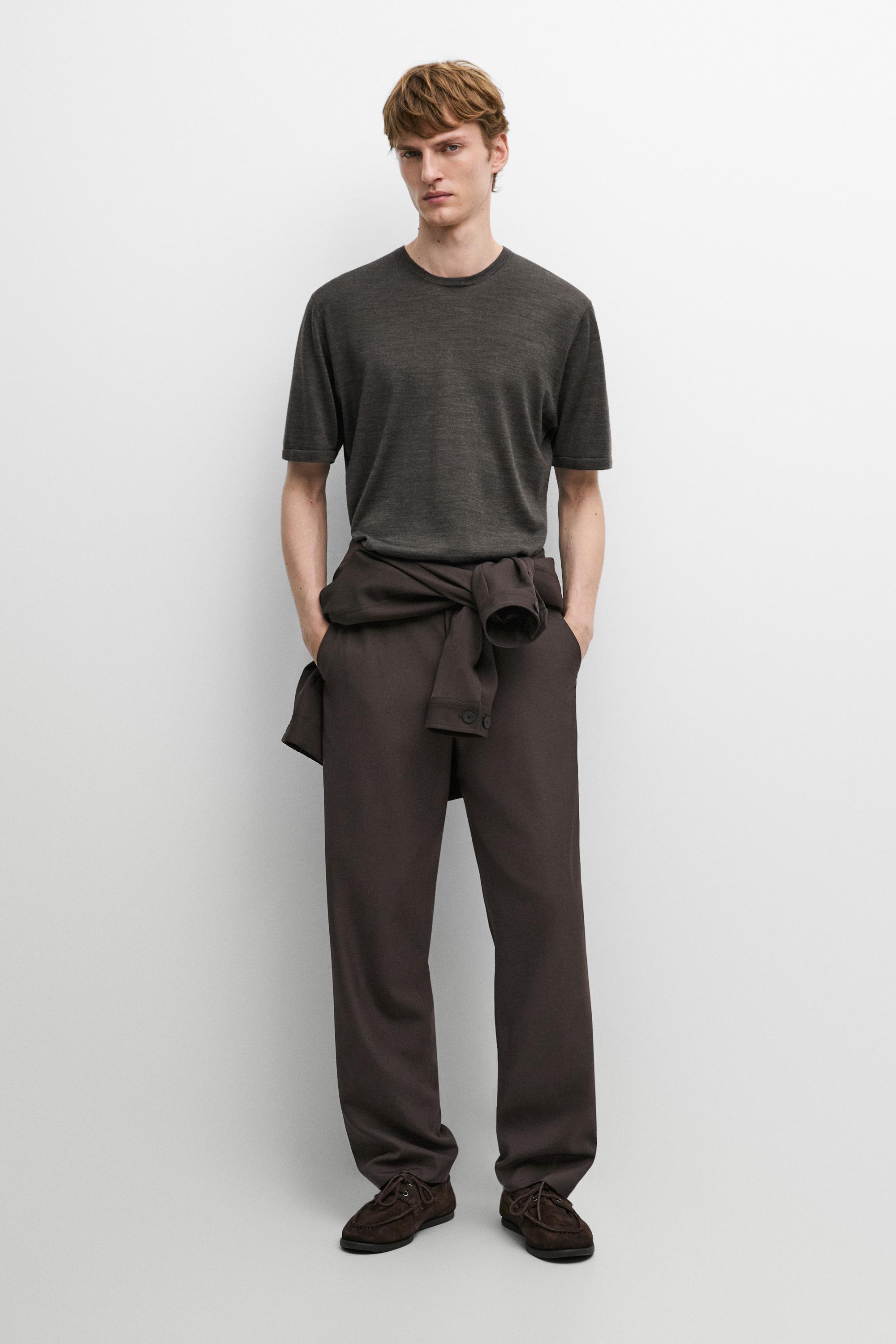100% cool wool total look pants — BROWN