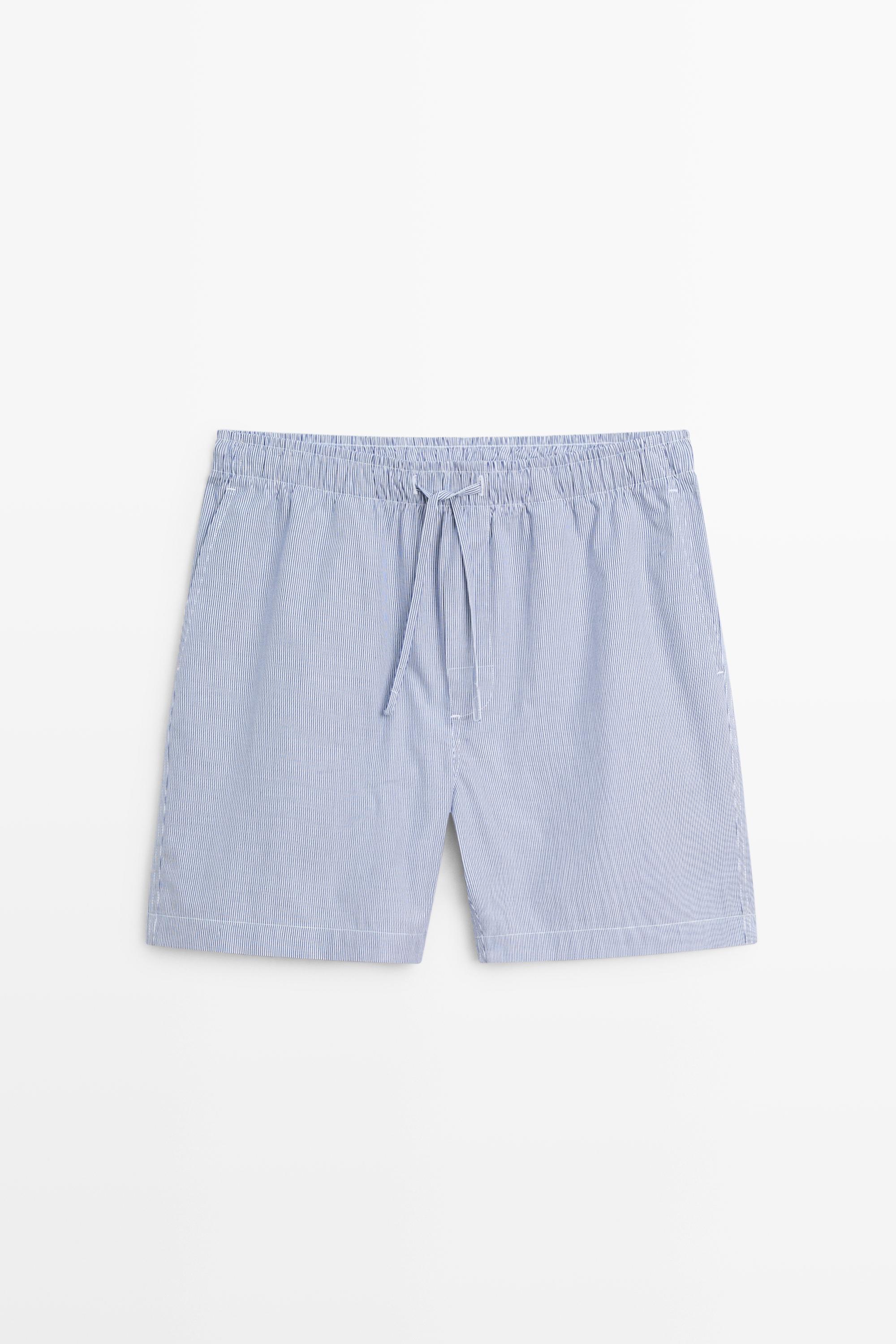 Short sleeve pyjama top and striped trousers — NAVY BLUE (alternate view)