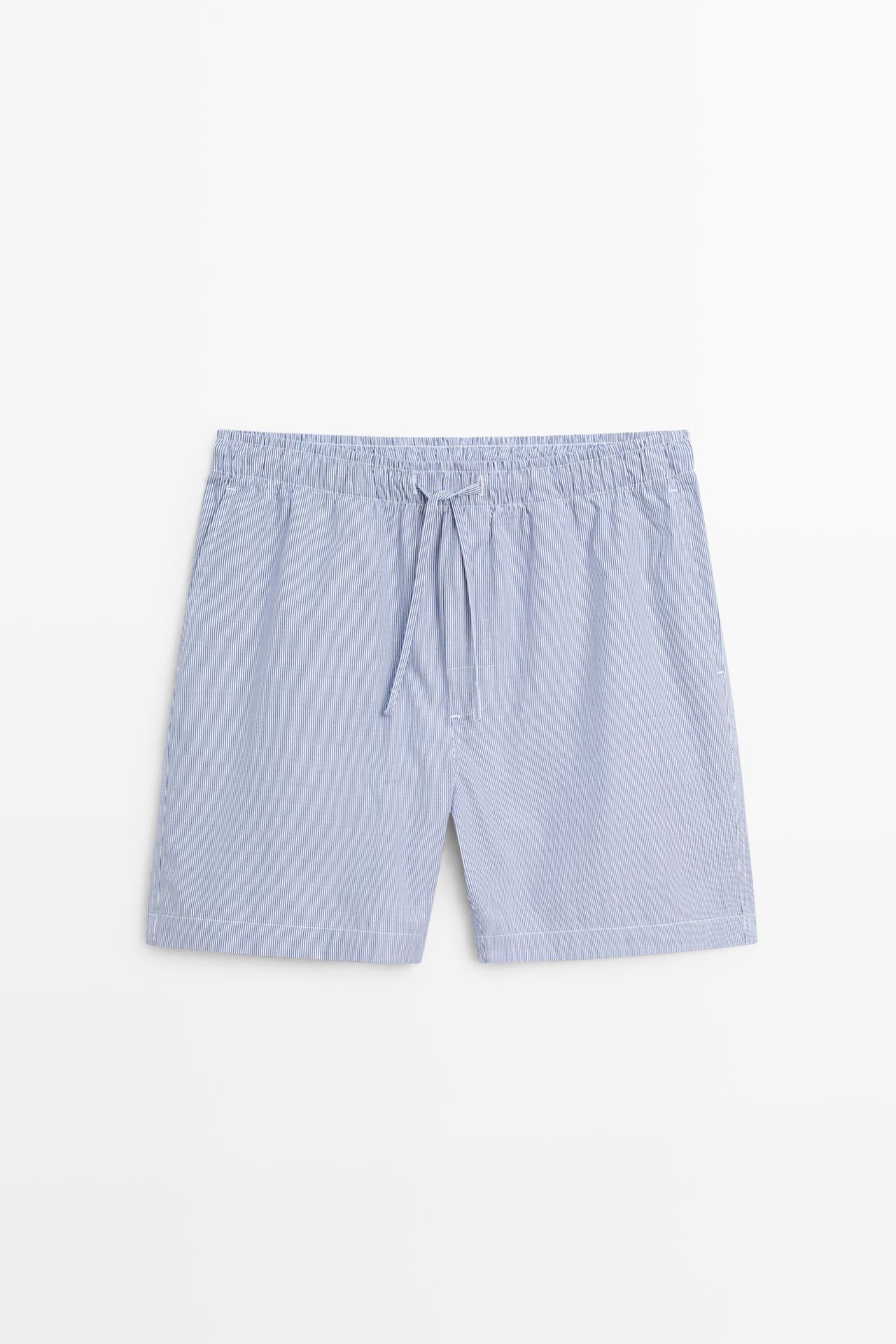 Short sleeve pyjama top and striped trousers — NAVY BLUE