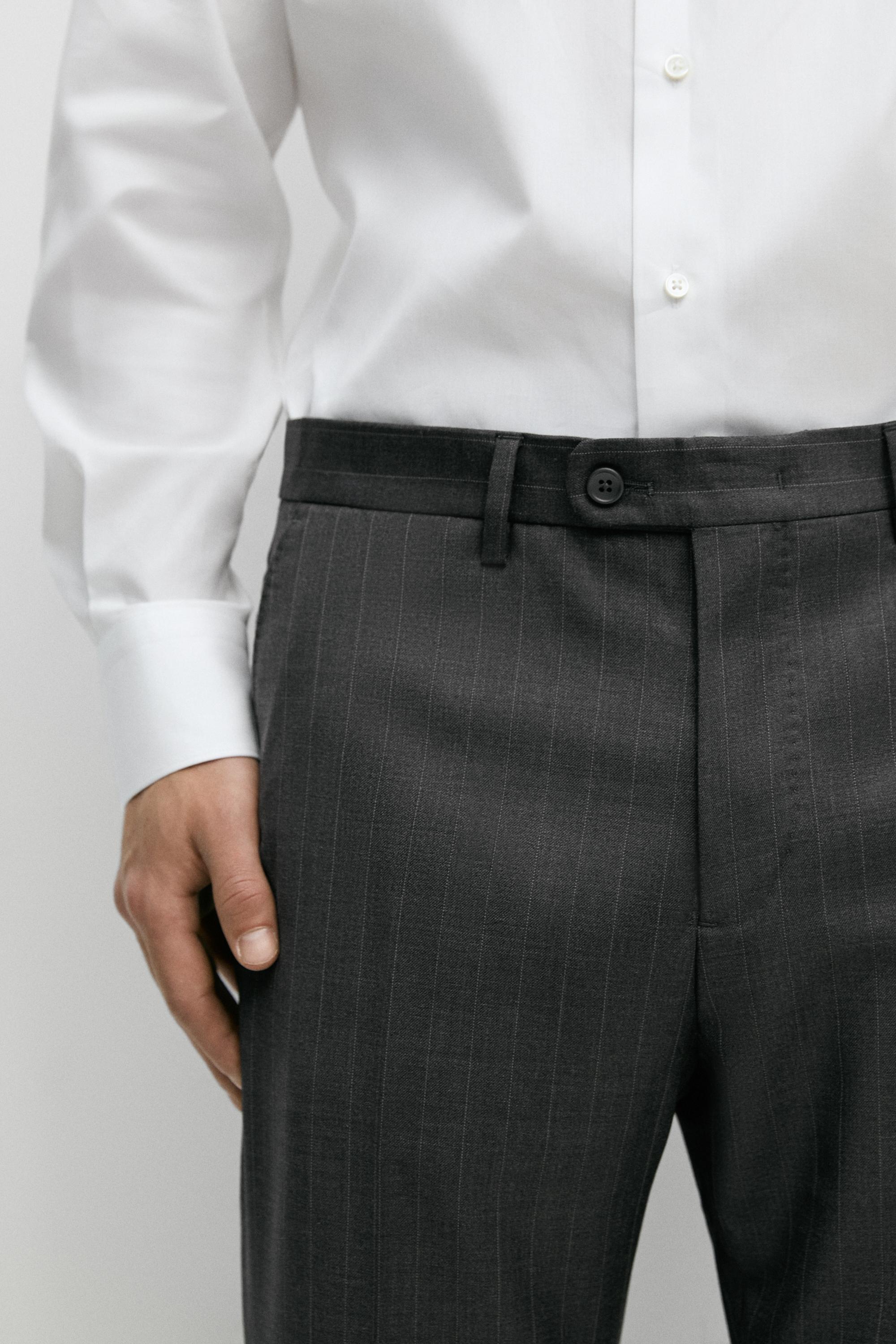 100% wool striped pants — CHARCOAL