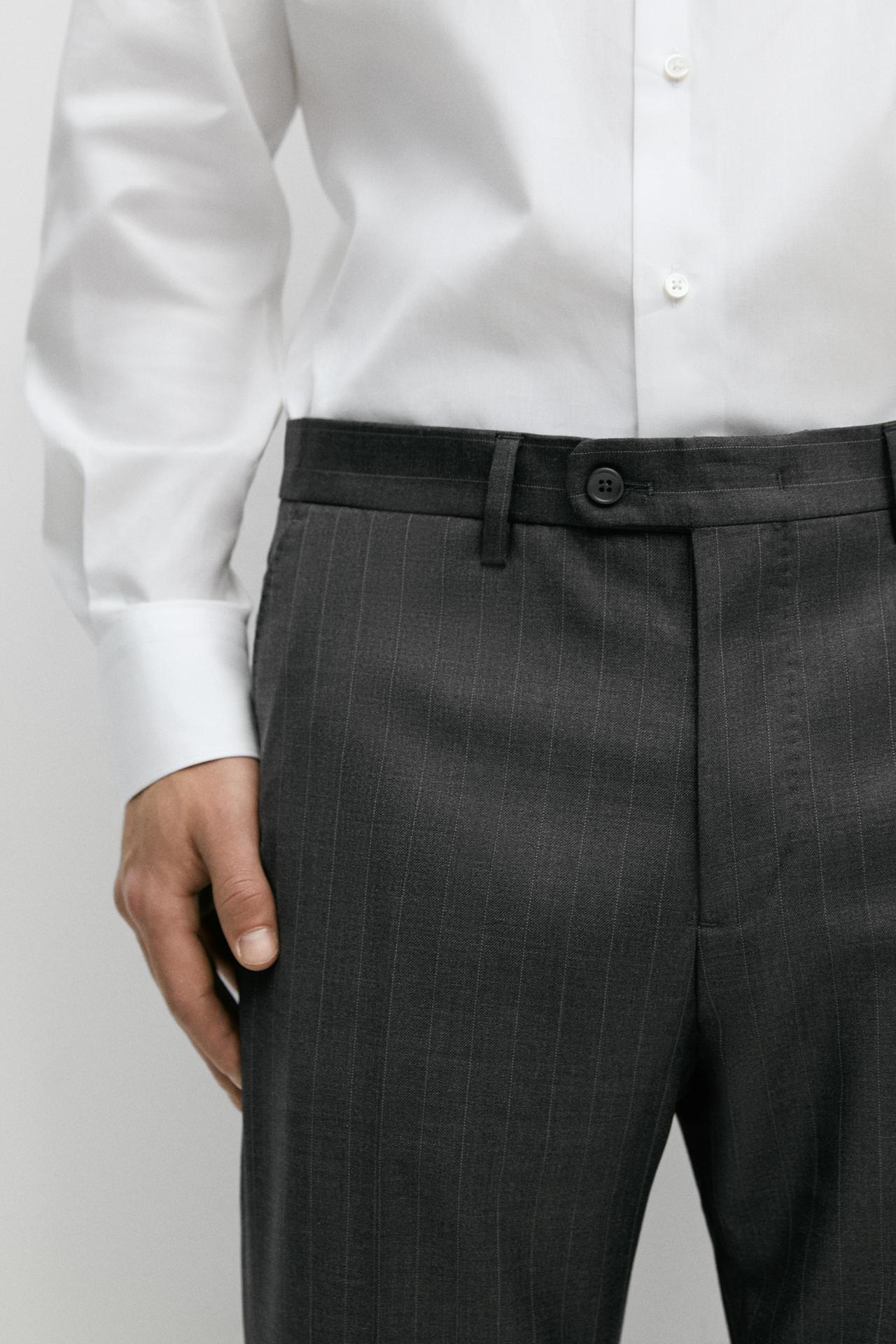 100% wool striped suit trousers — CHARCOAL
