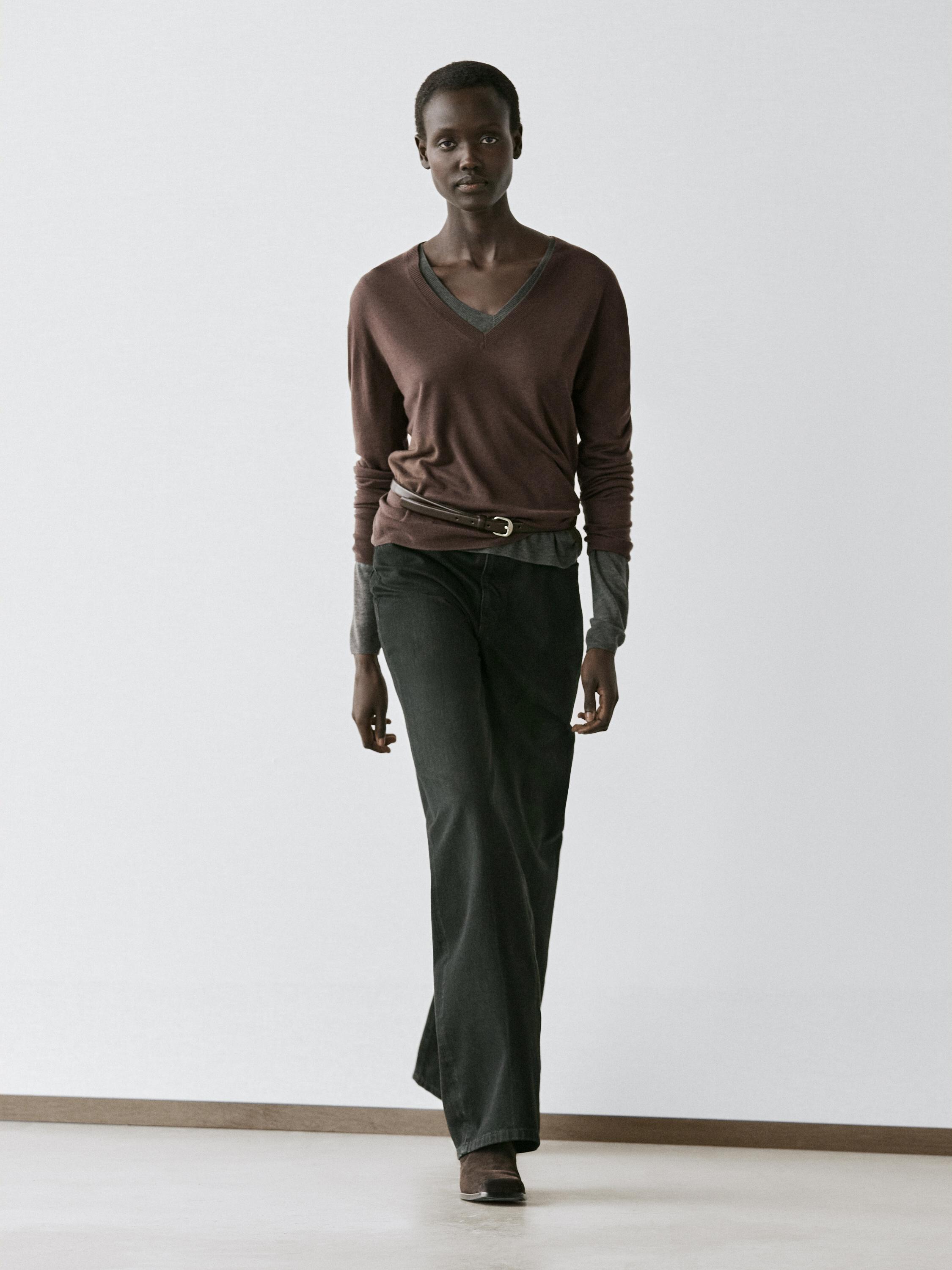 Straight-leg high-waist jeans — BLACK
