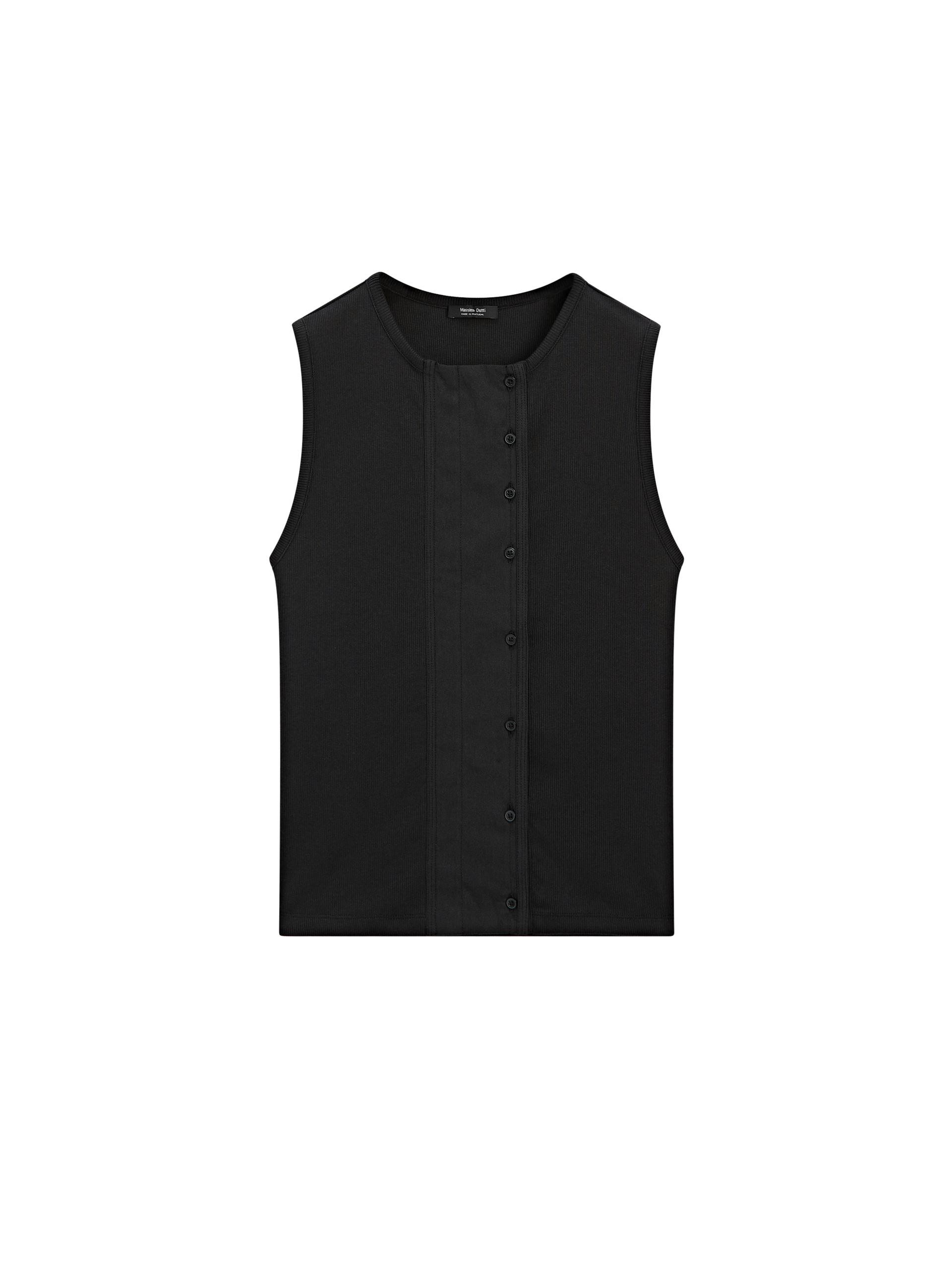 Top Con Patta In Misto Cotone - Blu Marino - Xl - Massimo Dutti - Femminile