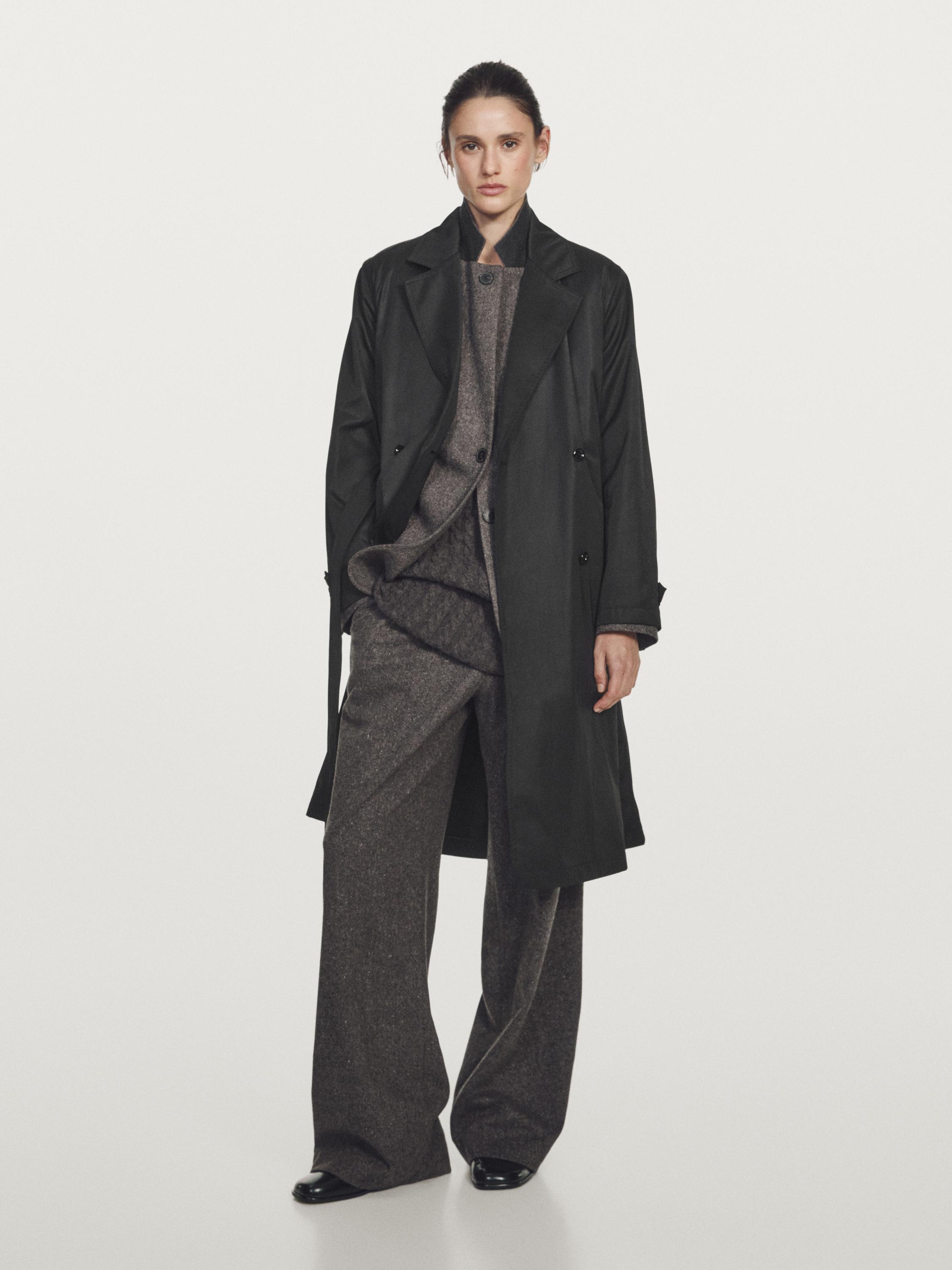Lange waterafstotende trenchcoat met binnenvest