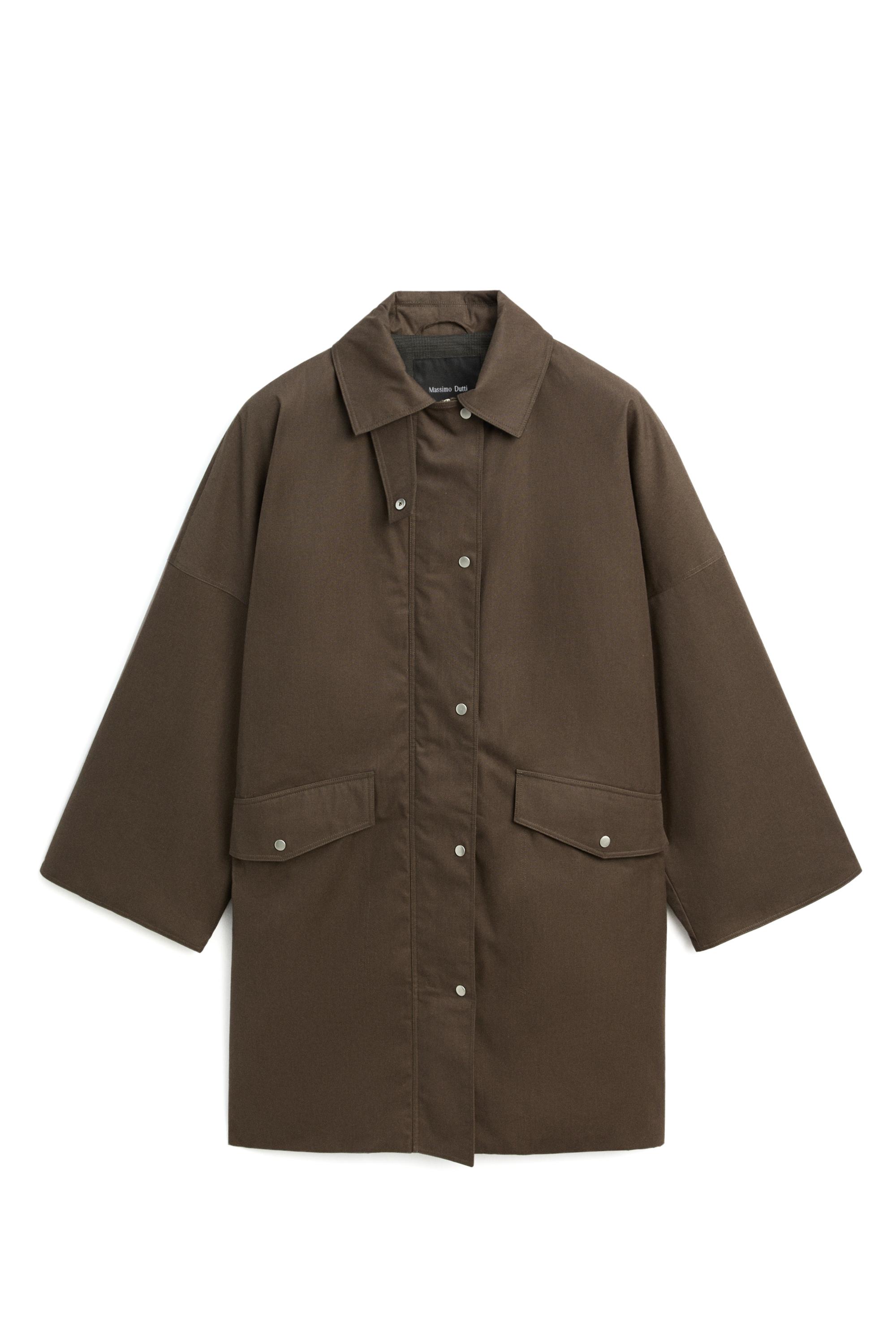 Massimo Dutti Ekose astarlı mumlu görünümlü parka