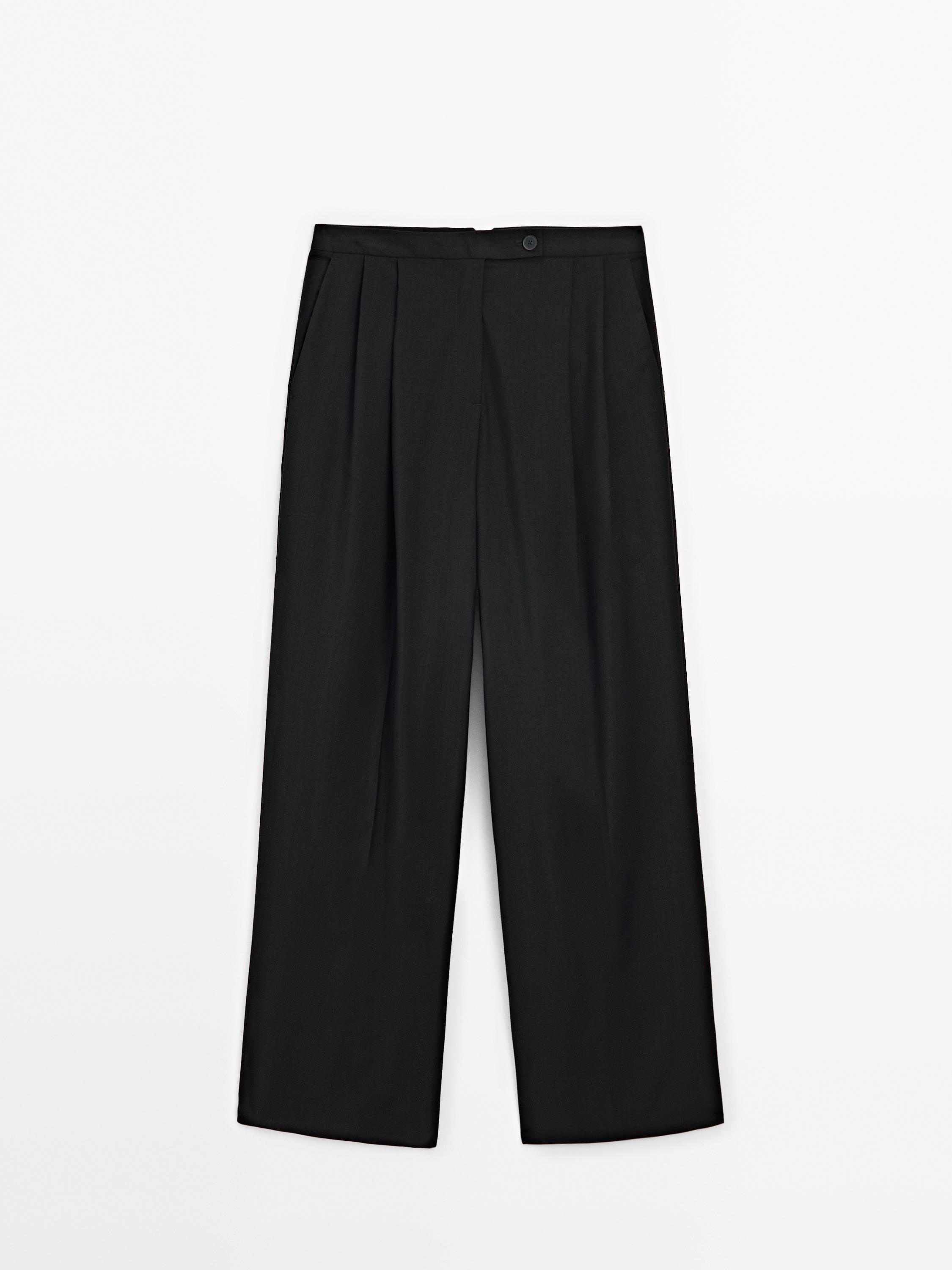 Straight-leg trousers with darts in cold wool