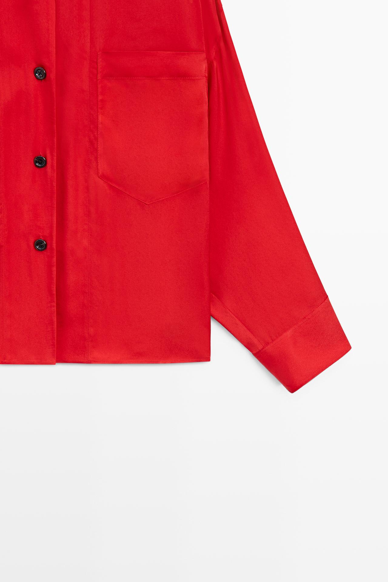 Oversize flowing shirt with pocket detail — RED