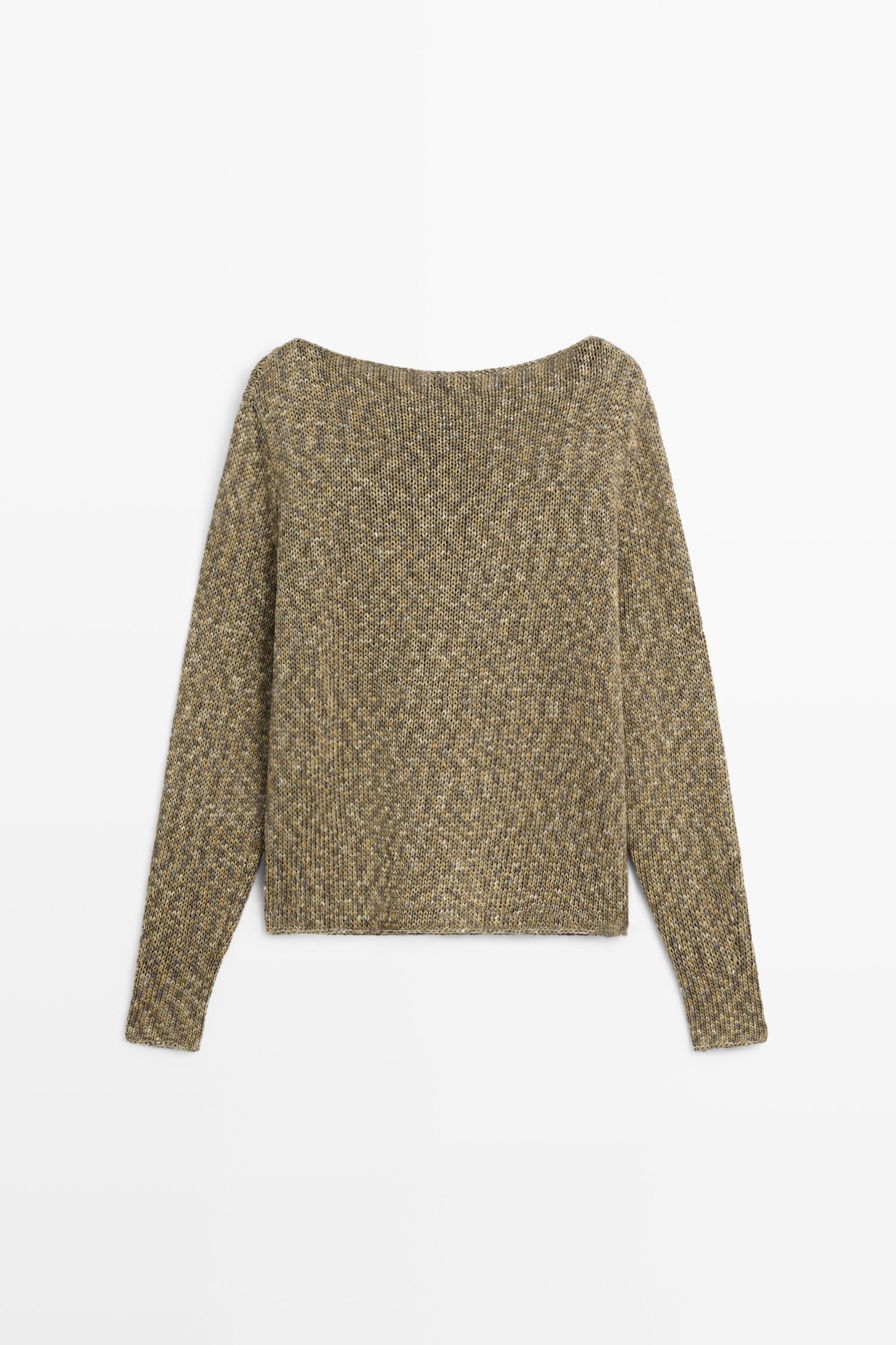 Cotton boat neck sweater — GREEN