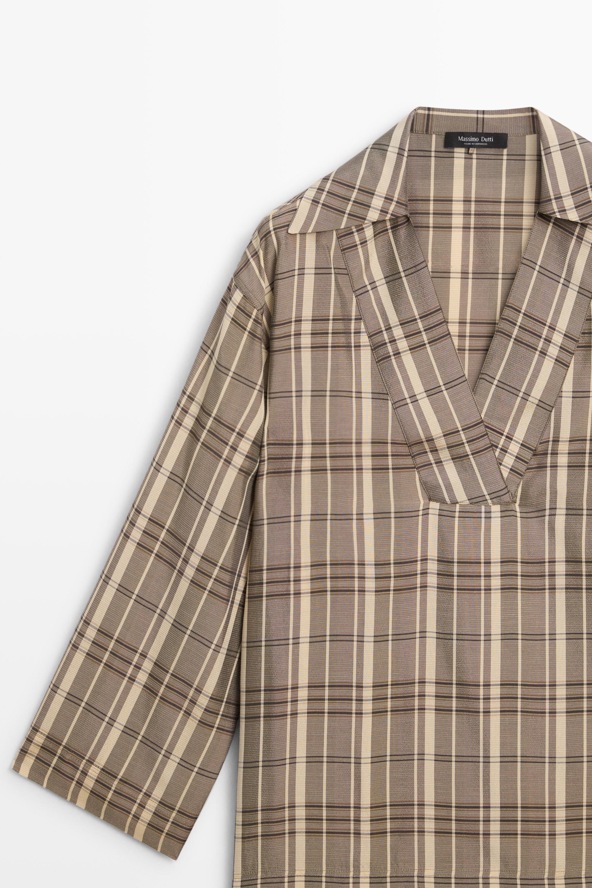 Oversize check polo shirt — GREY