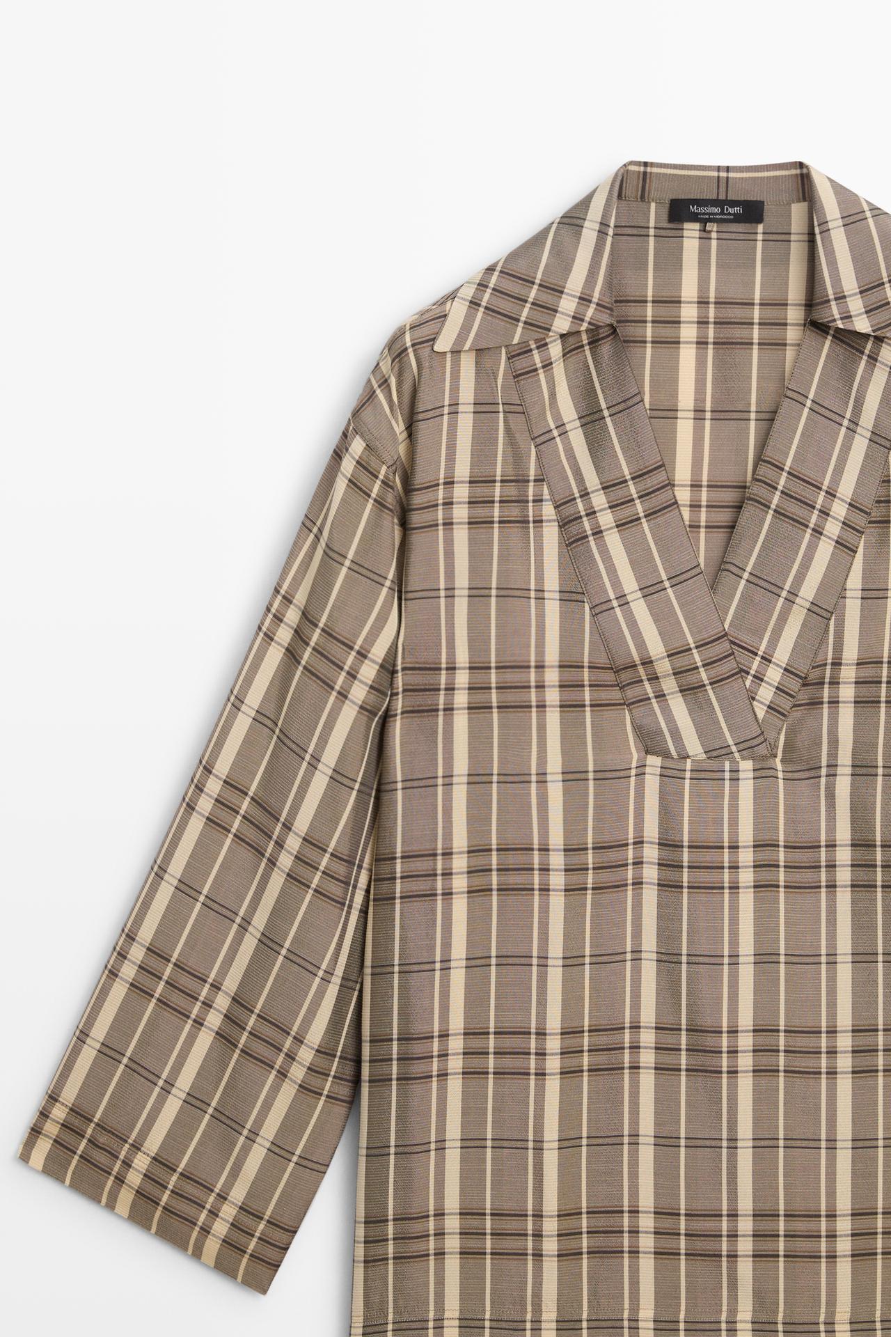 Oversize check polo shirt — GREY