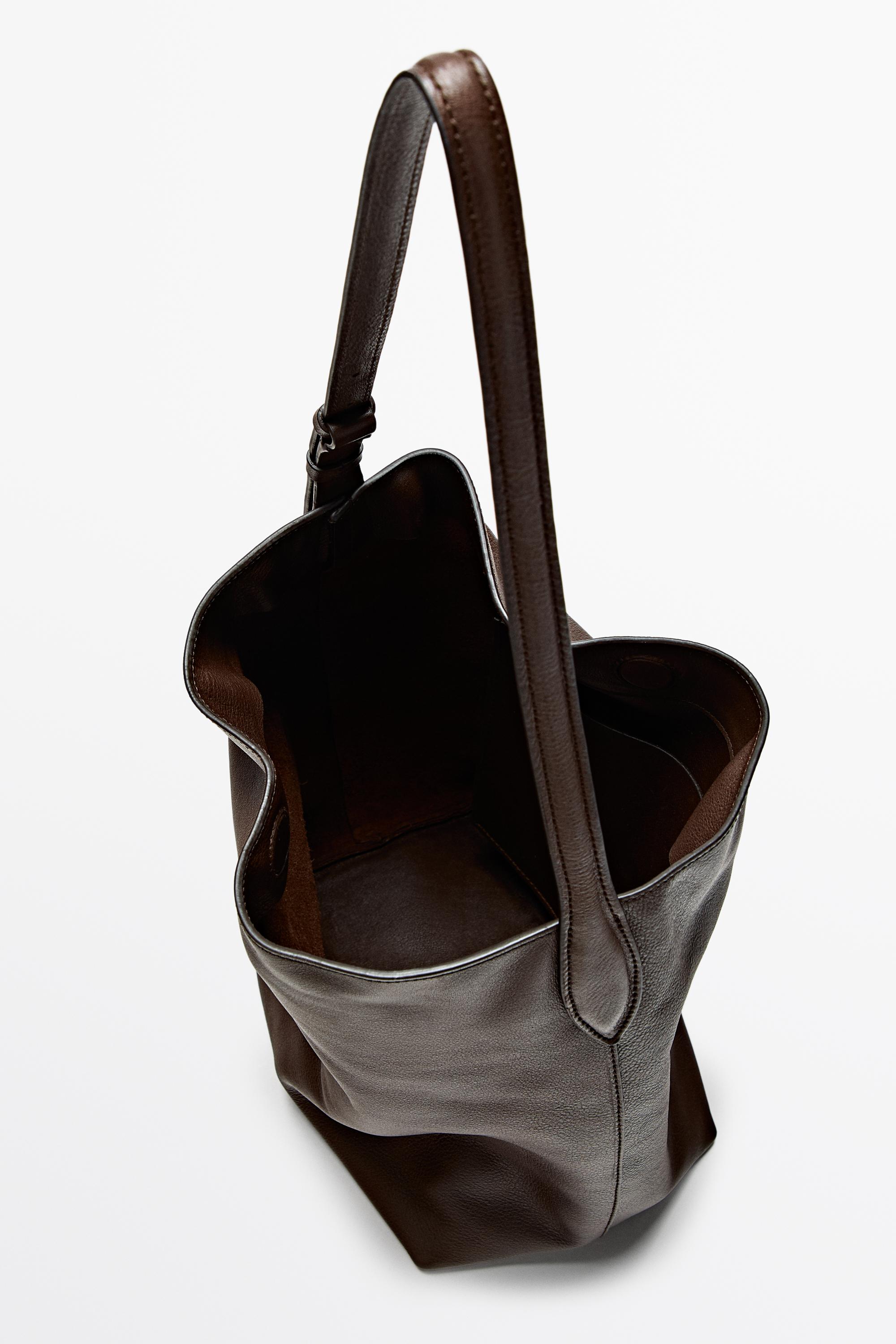 Nappa leather bucket bag — BROWN
