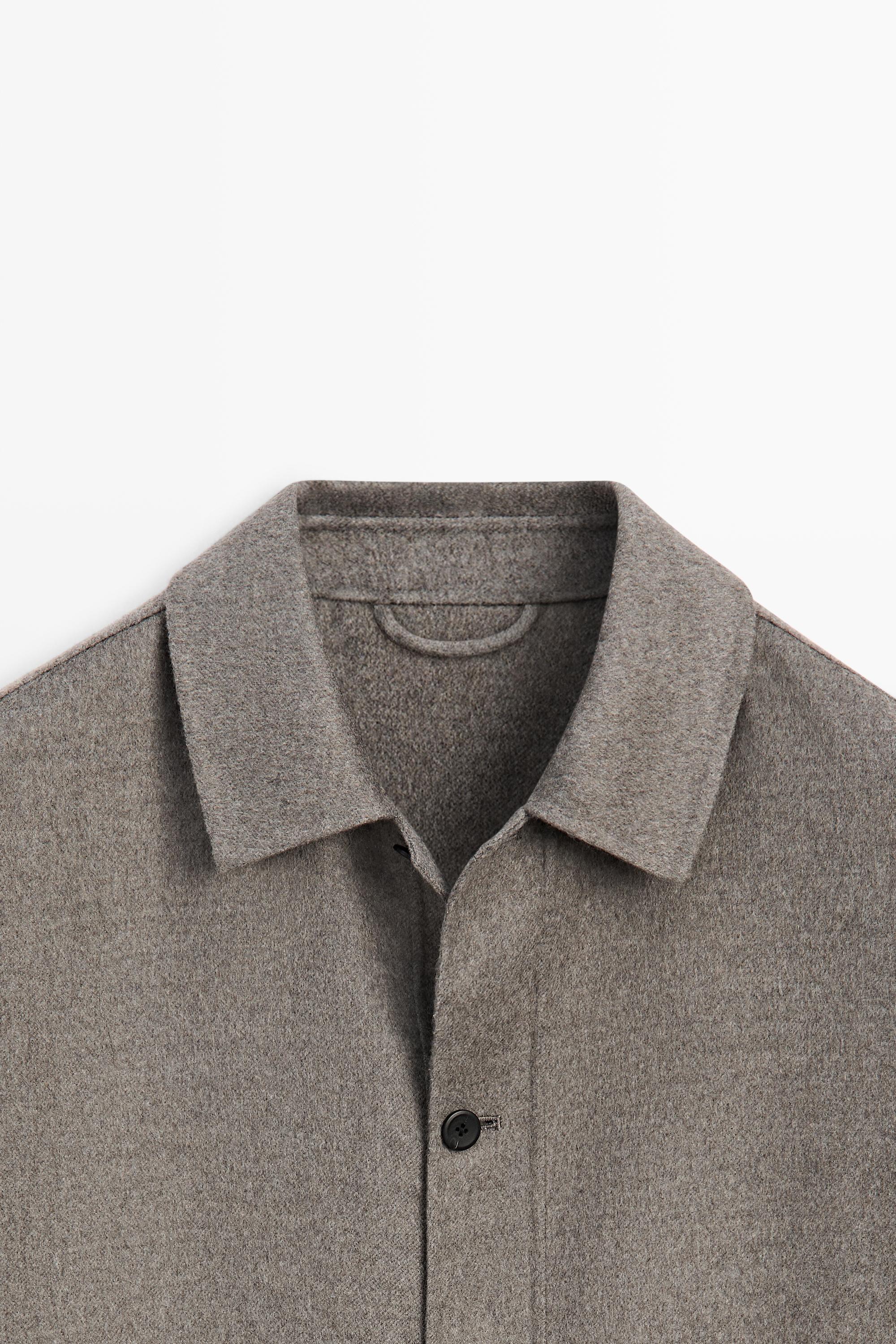 Wool blend overshirt with button detail — MINK