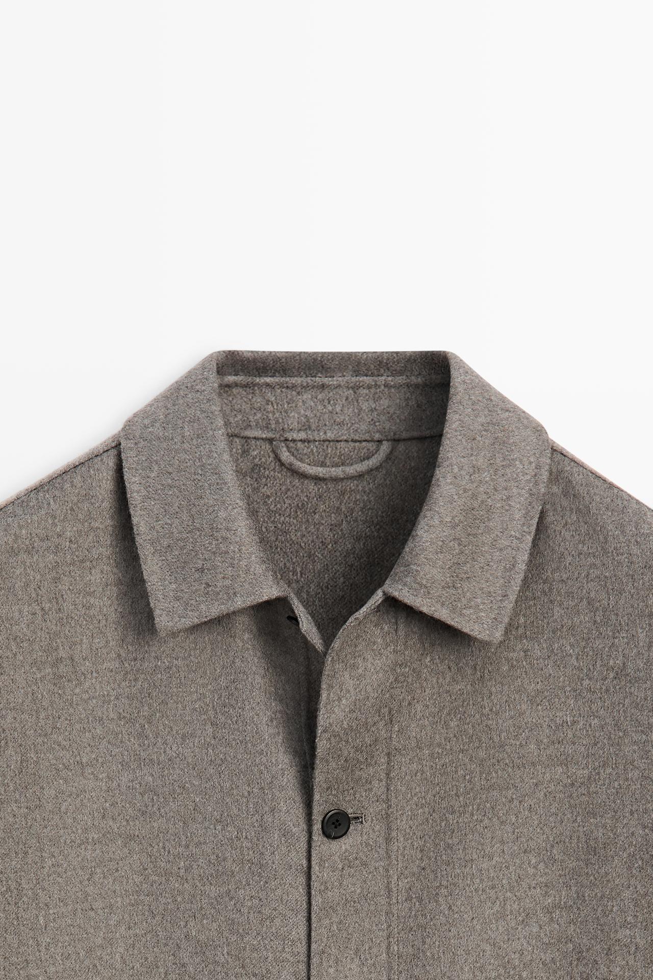 Wool blend overshirt with button detail — MINK