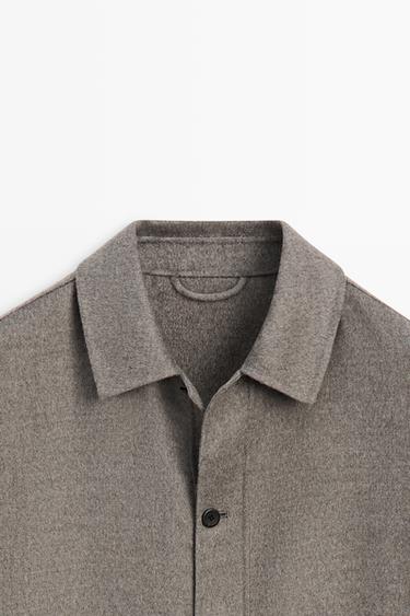 Wool blend overshirt with button detail — MINK 9