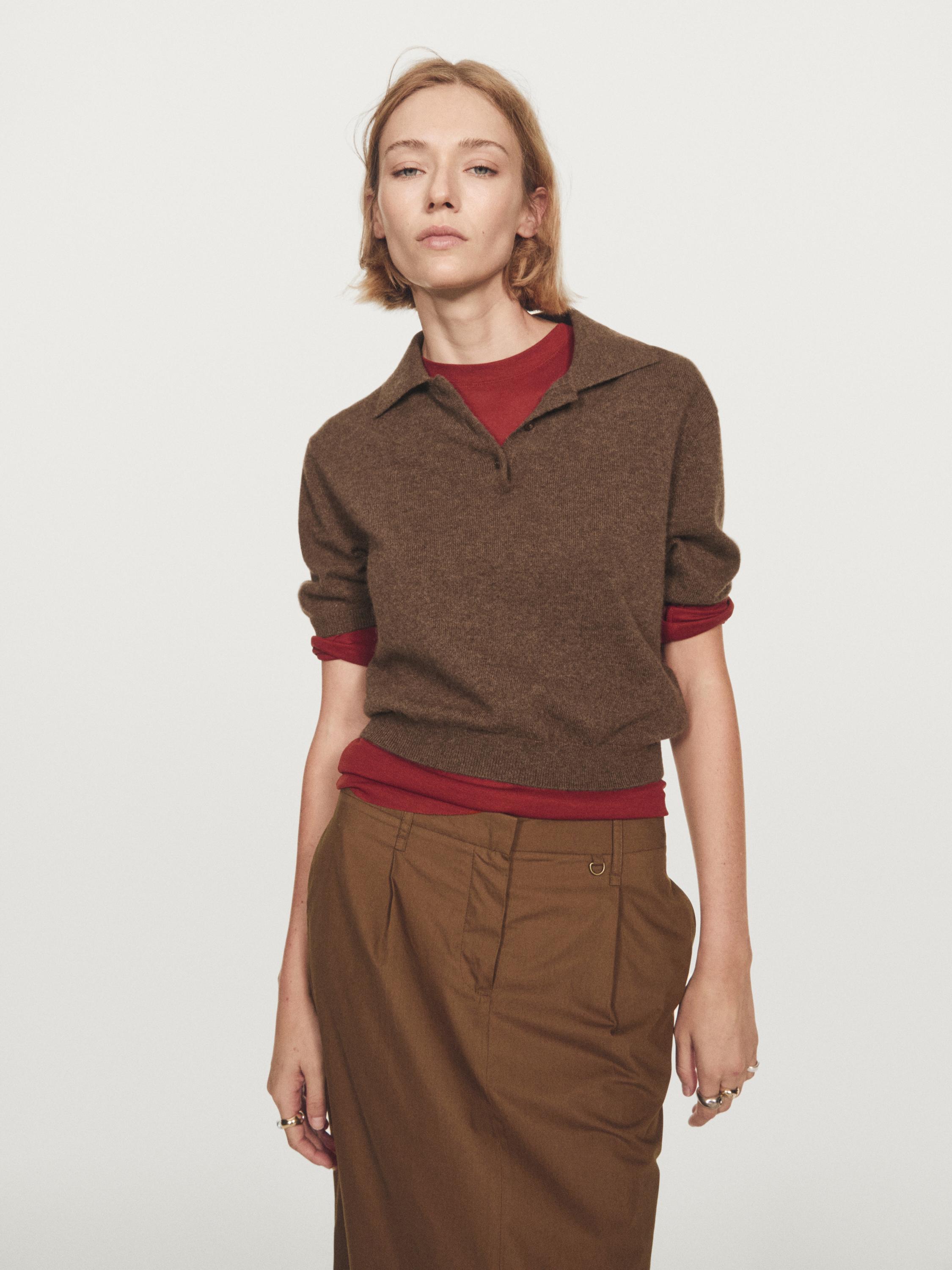 100% cashmere knit short sleeve sweater