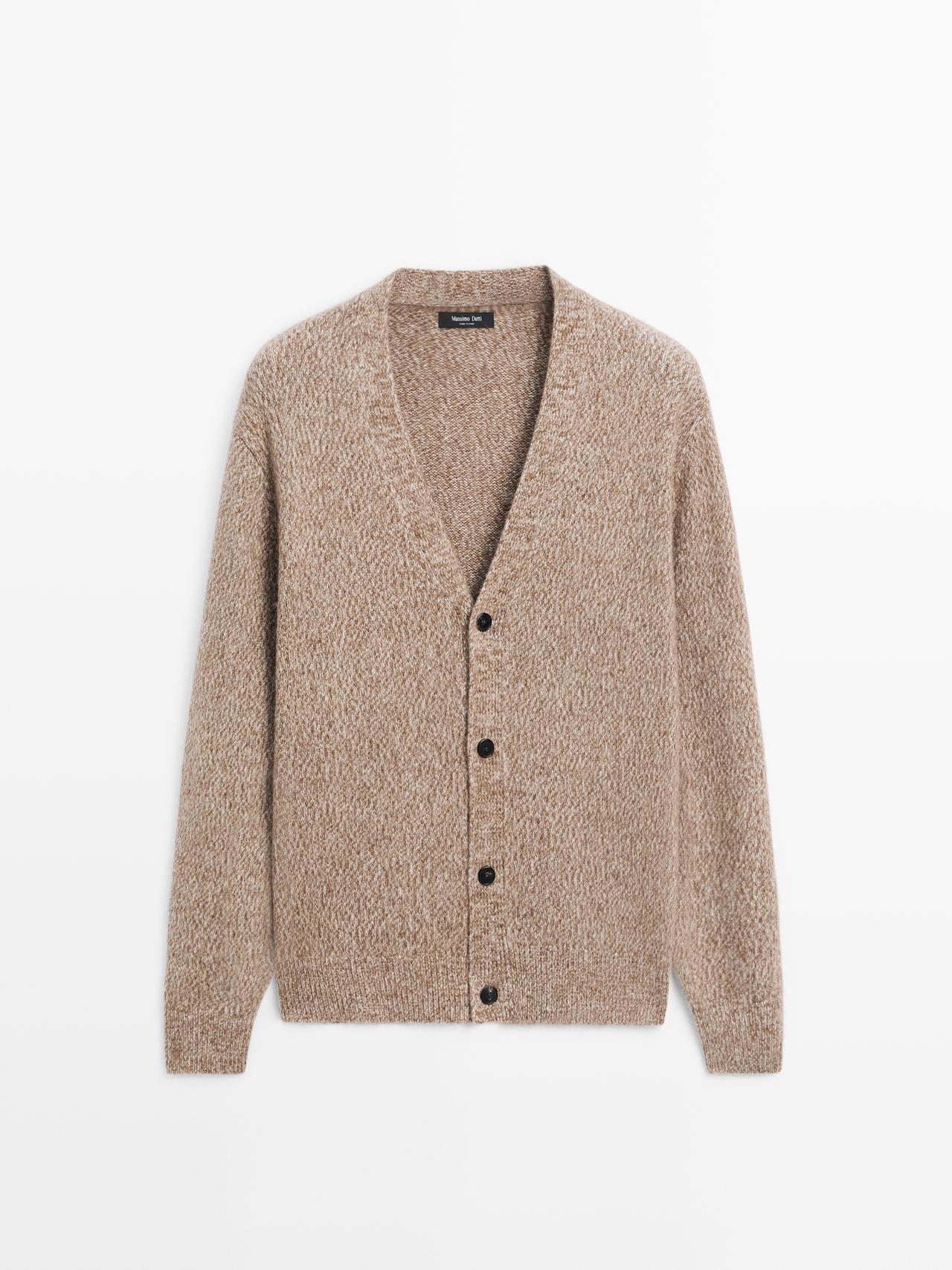 Massimo Dutti - Herre - Strikket Cardigan I Uldblanding - Beige - S