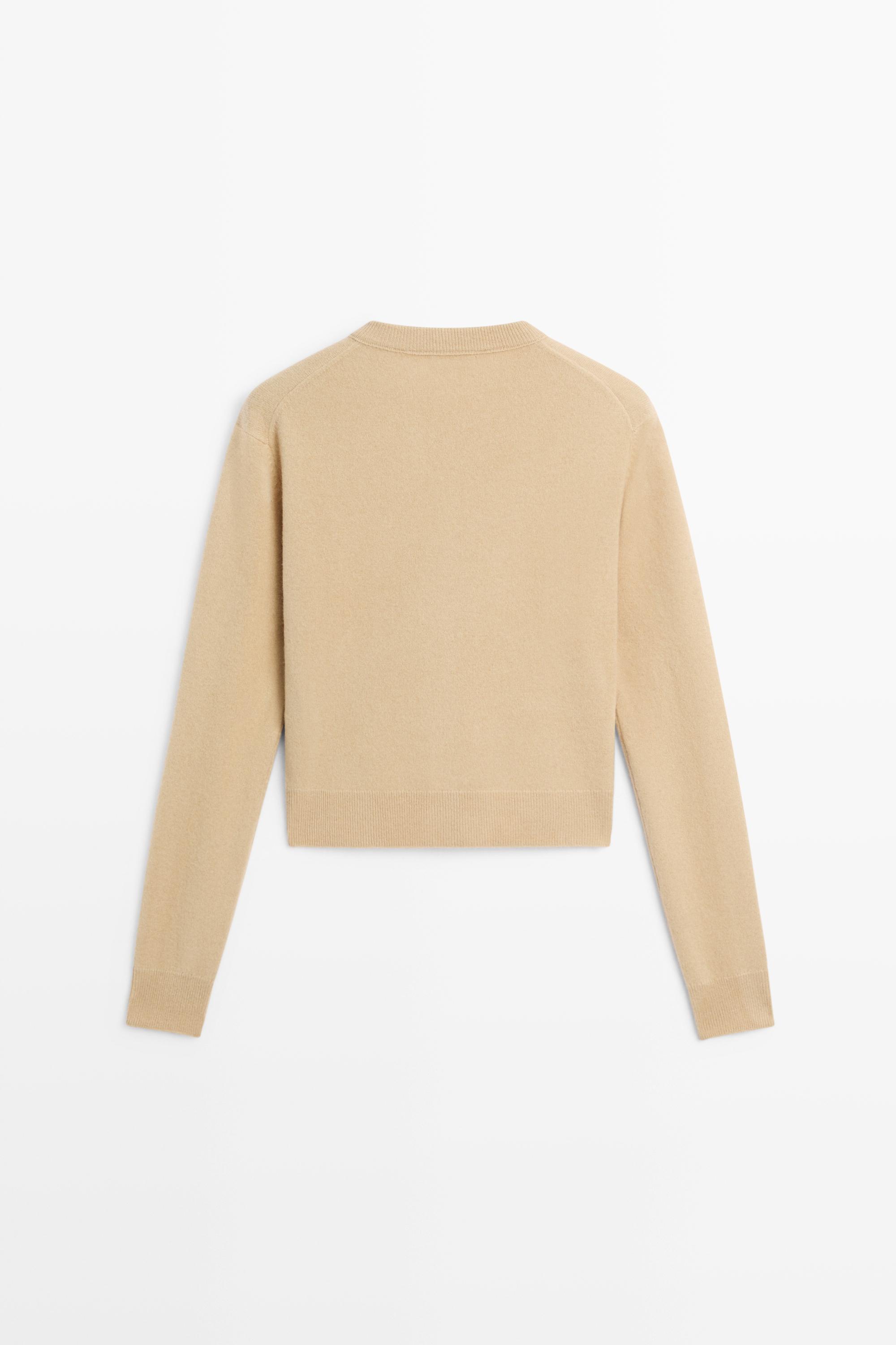 Button-detail knit cardigan — CAMEL