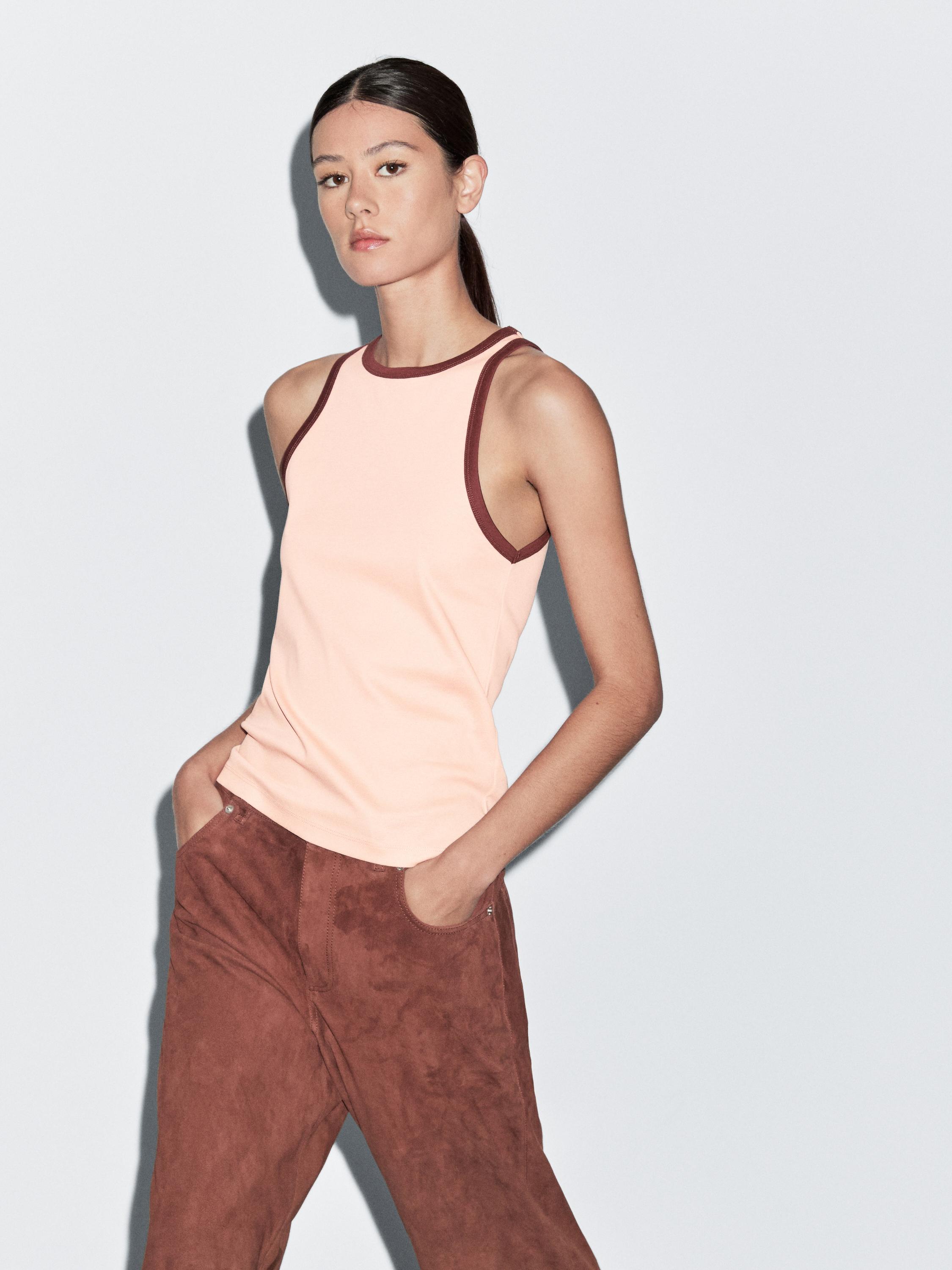 Top halter detalle contraste 100% algodón