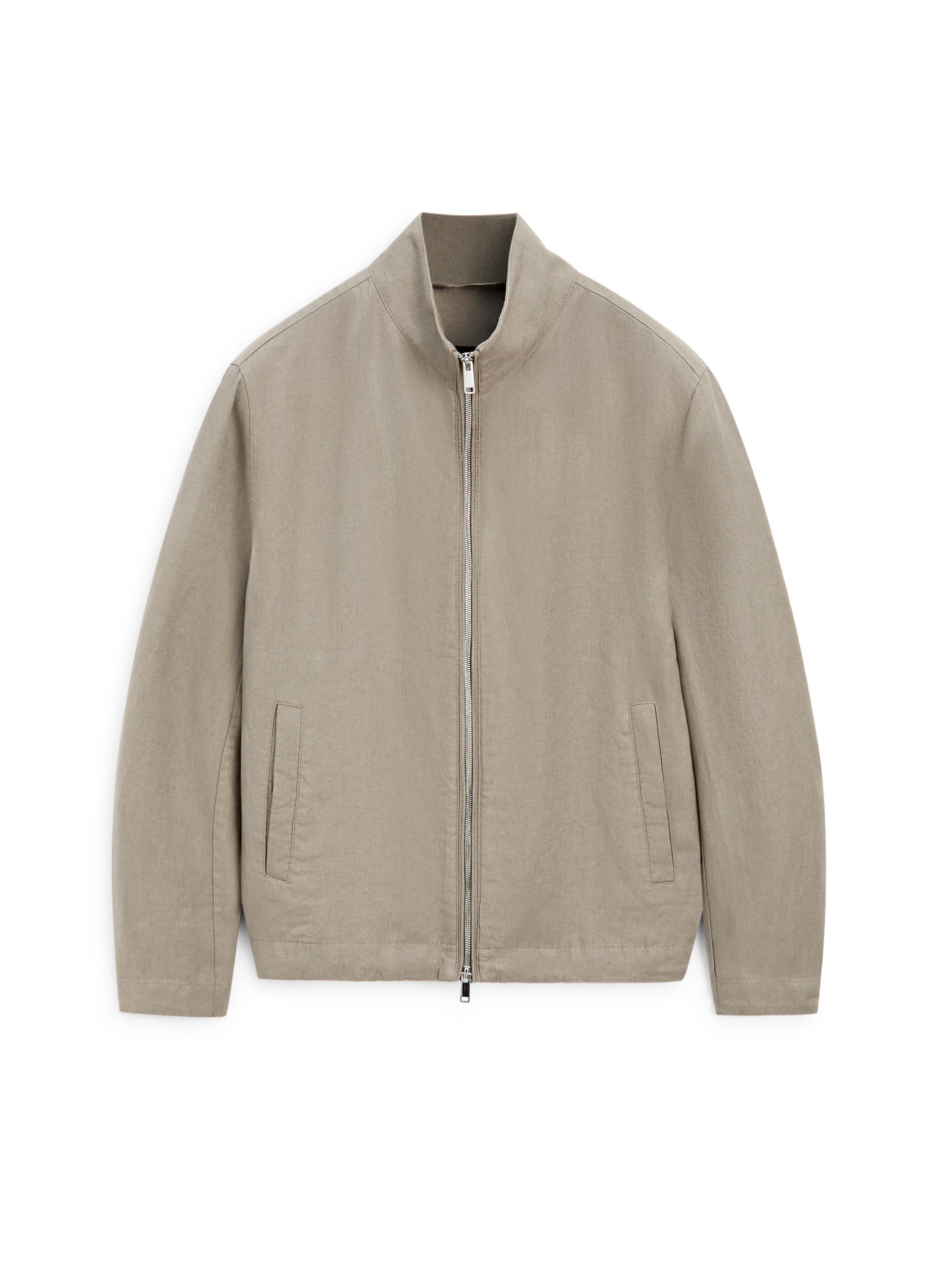 Linen bomber jacket — BEIGE