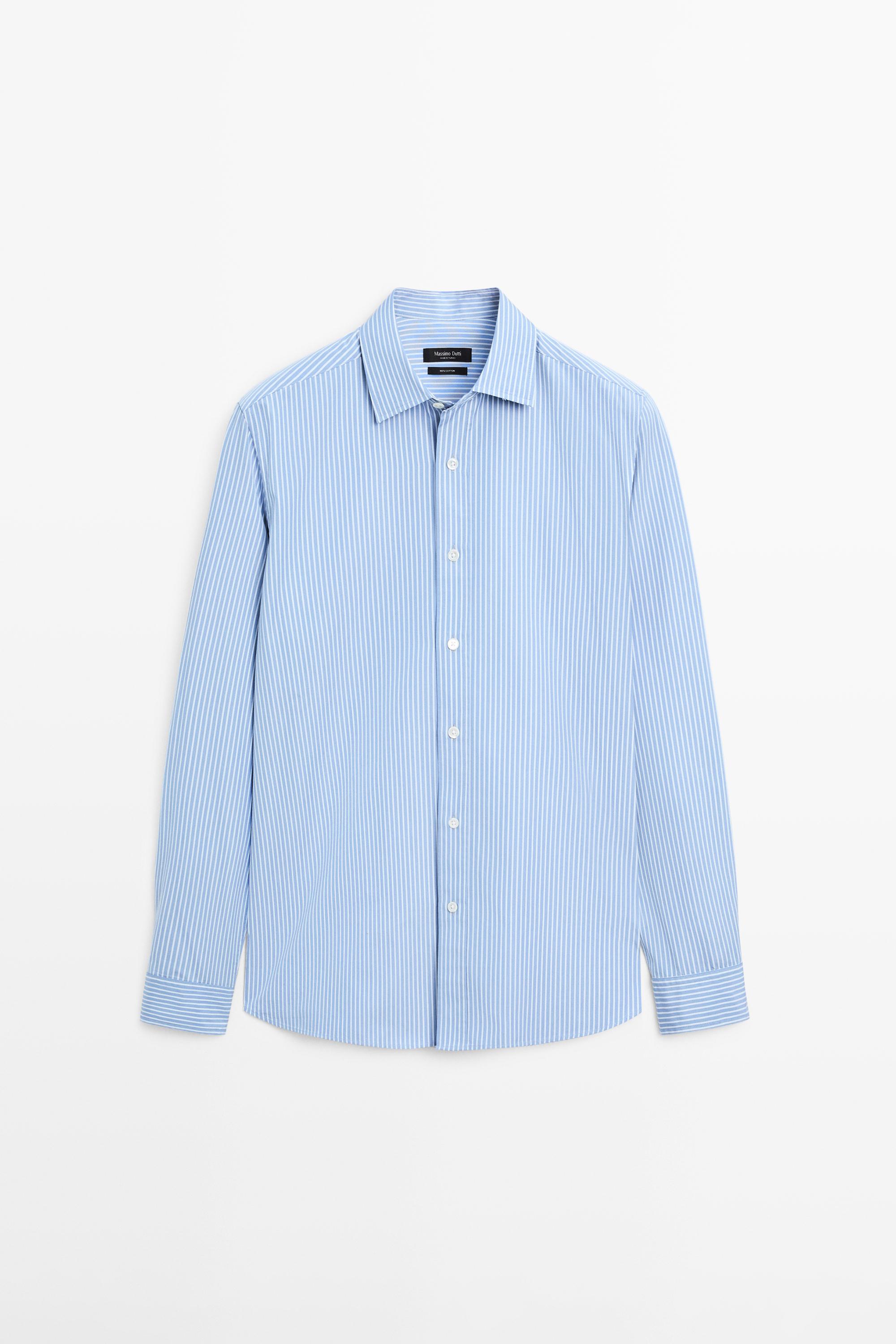 100% cotton poplin regular fit shirt — MEDIUM BLUE