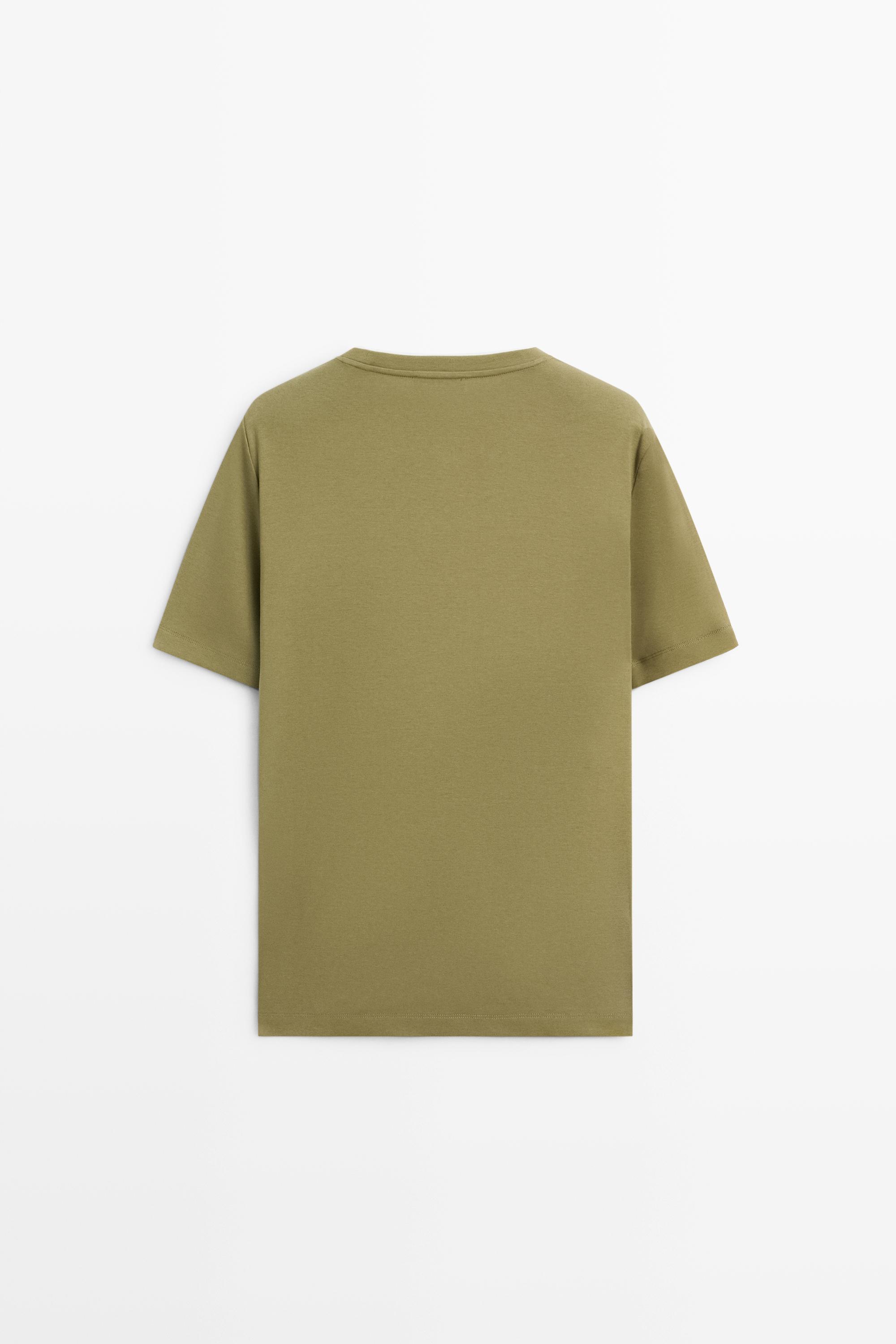 100% cotton layered collar T-shirt — GREEN