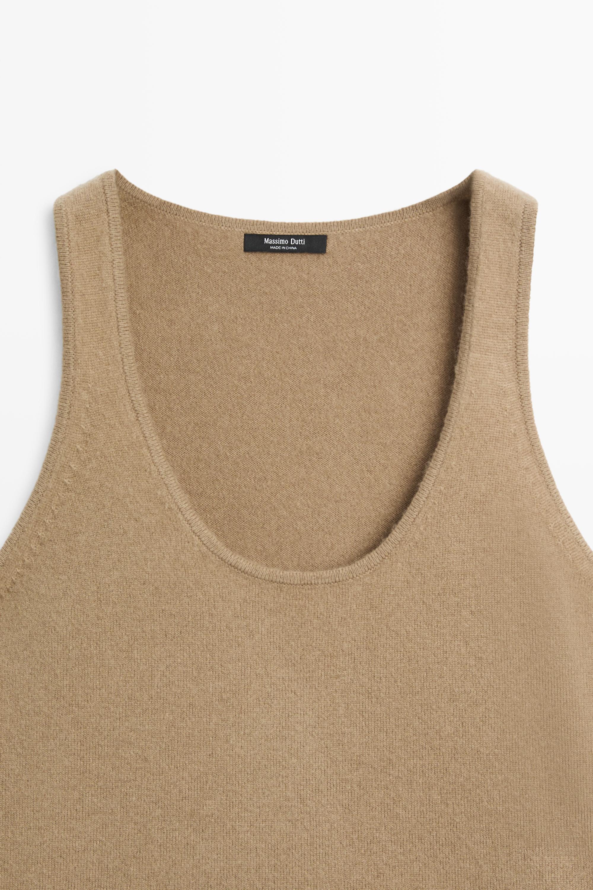 Wool blend knit round neck top — GREENISH