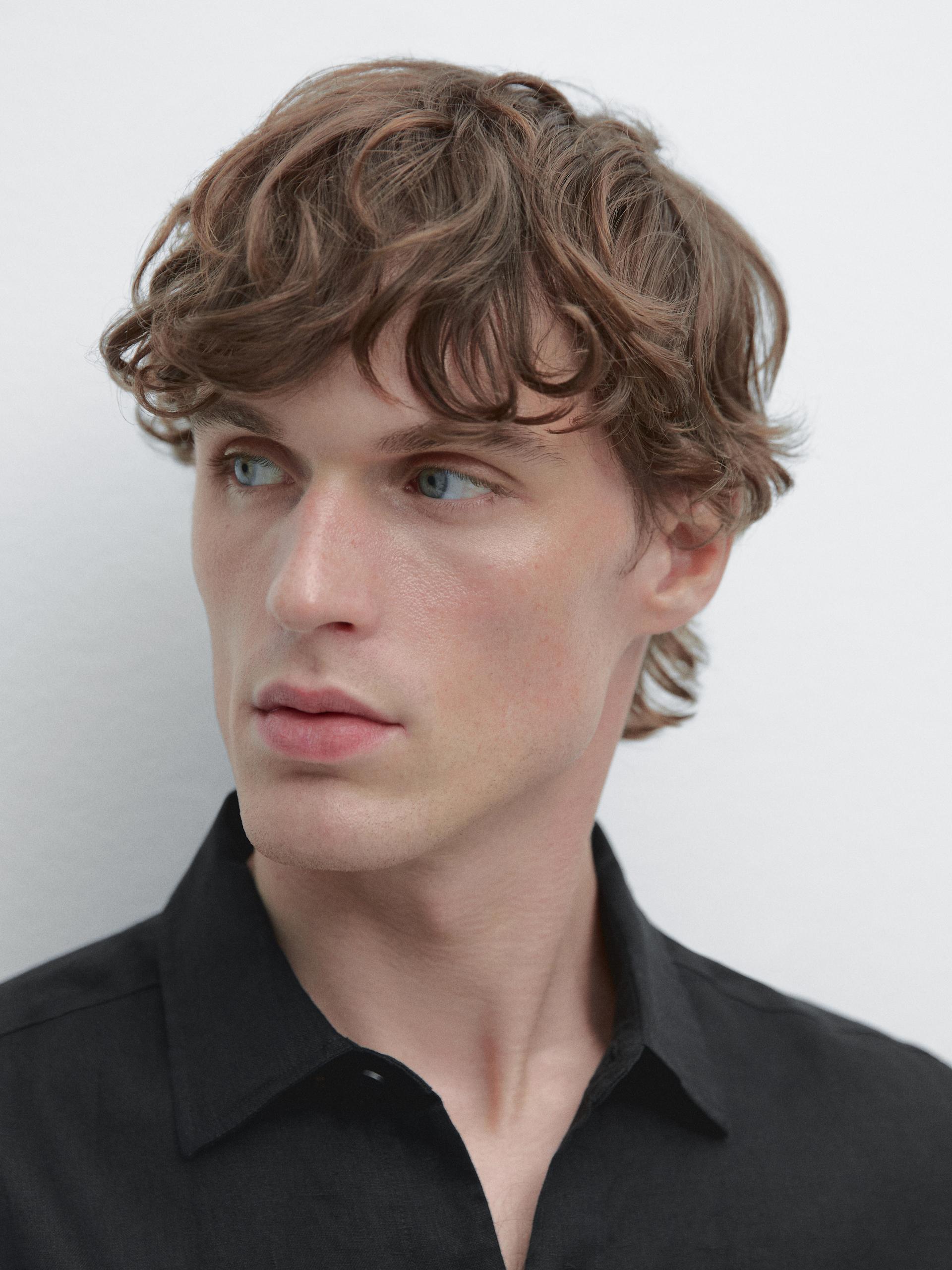 Koszula Regular Fit Ze 100% Lnu - Czarny - Xxl - Massimo Dutti - Mężczyzna