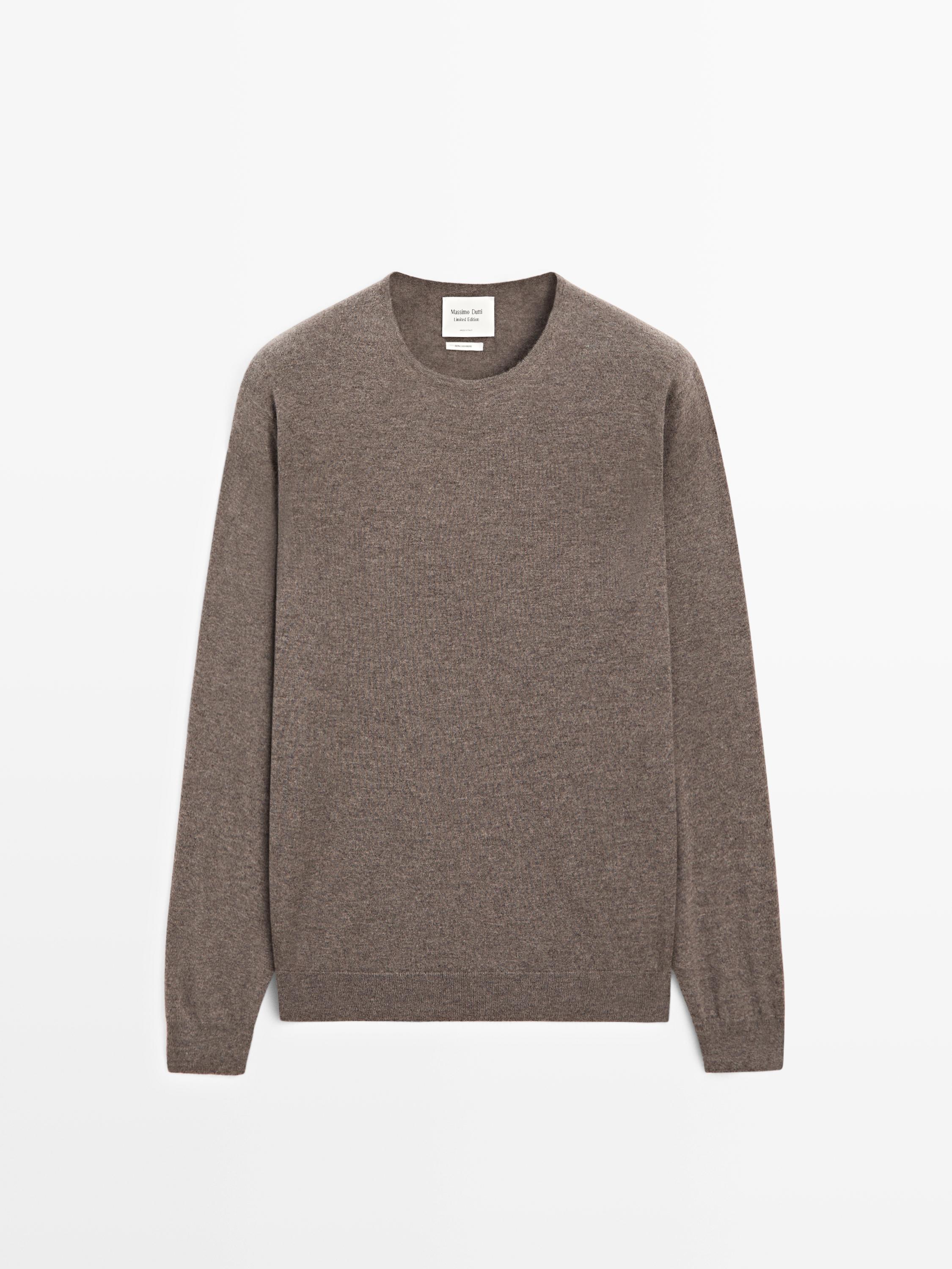 Strikket kashmirtrøje med rund hals - LIMITED