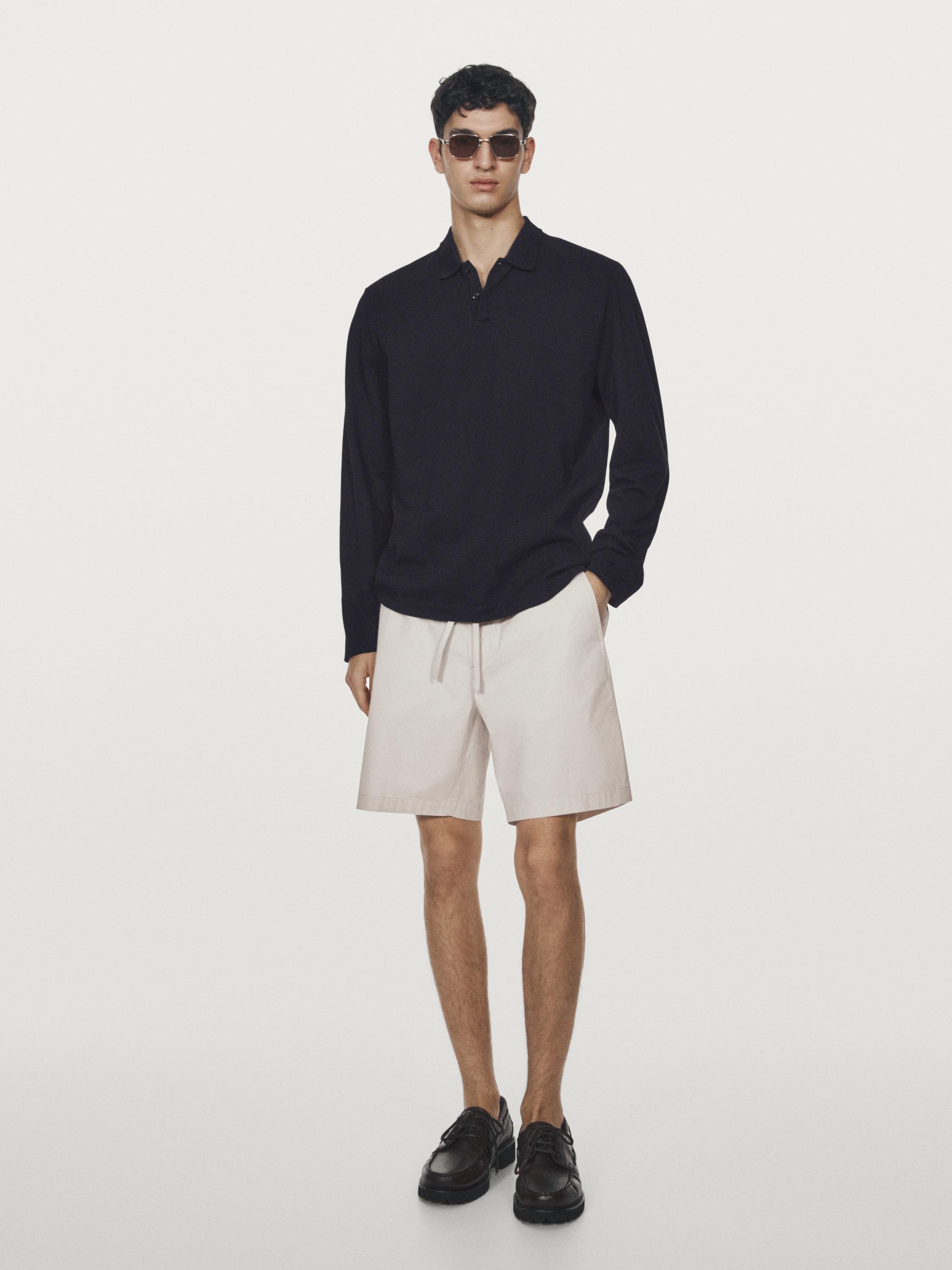 100% cotton jogger fit Bermuda shorts — BEIGE