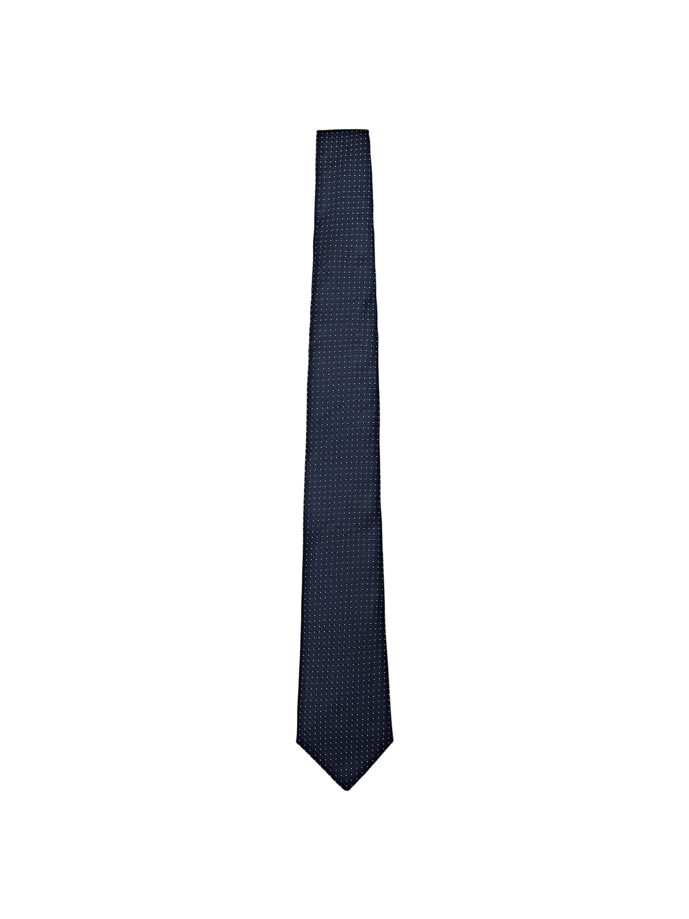 100% silk polka dot tie — NAVY BLUE