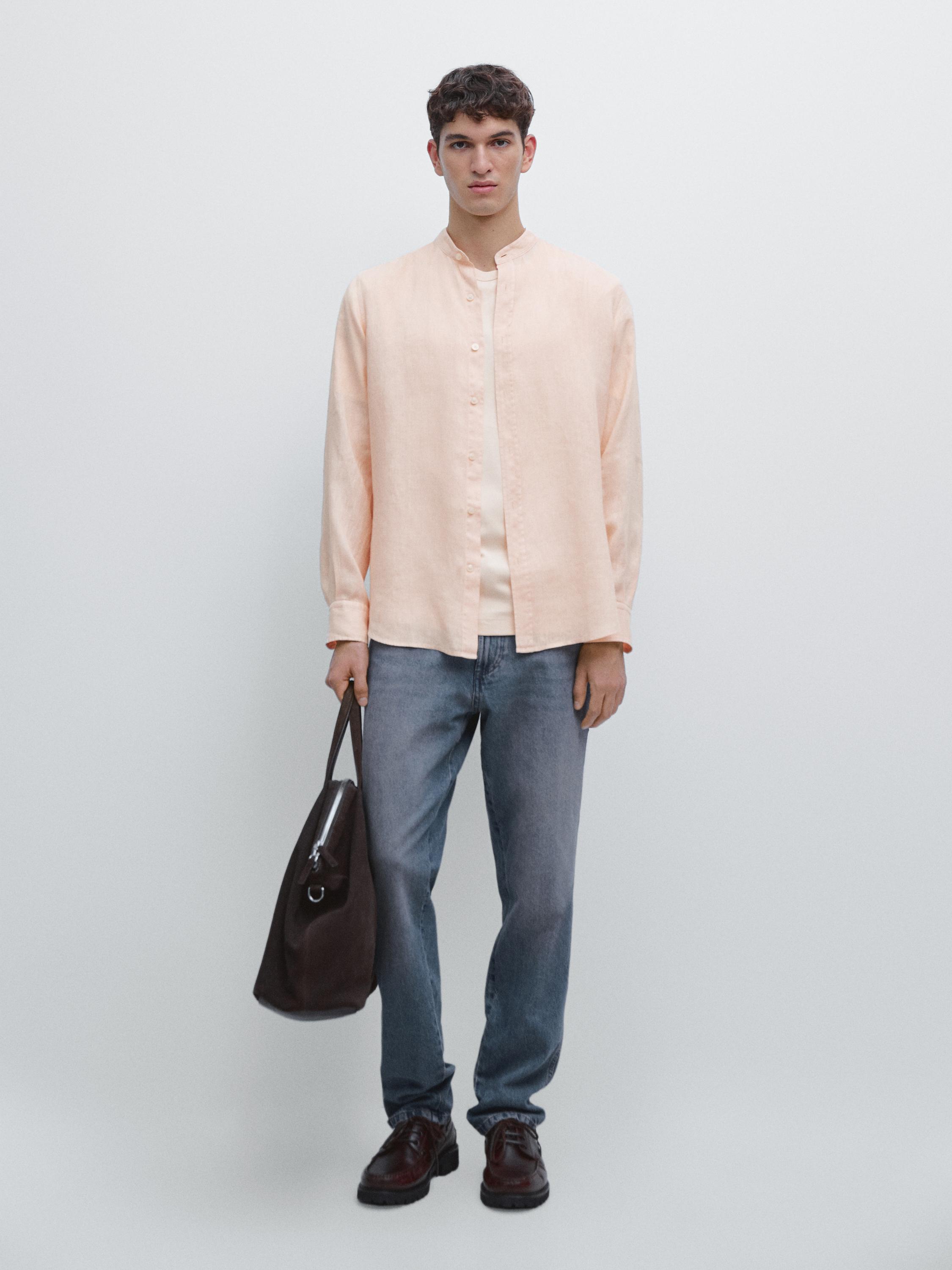 Kemeja kerah tegak slim fit