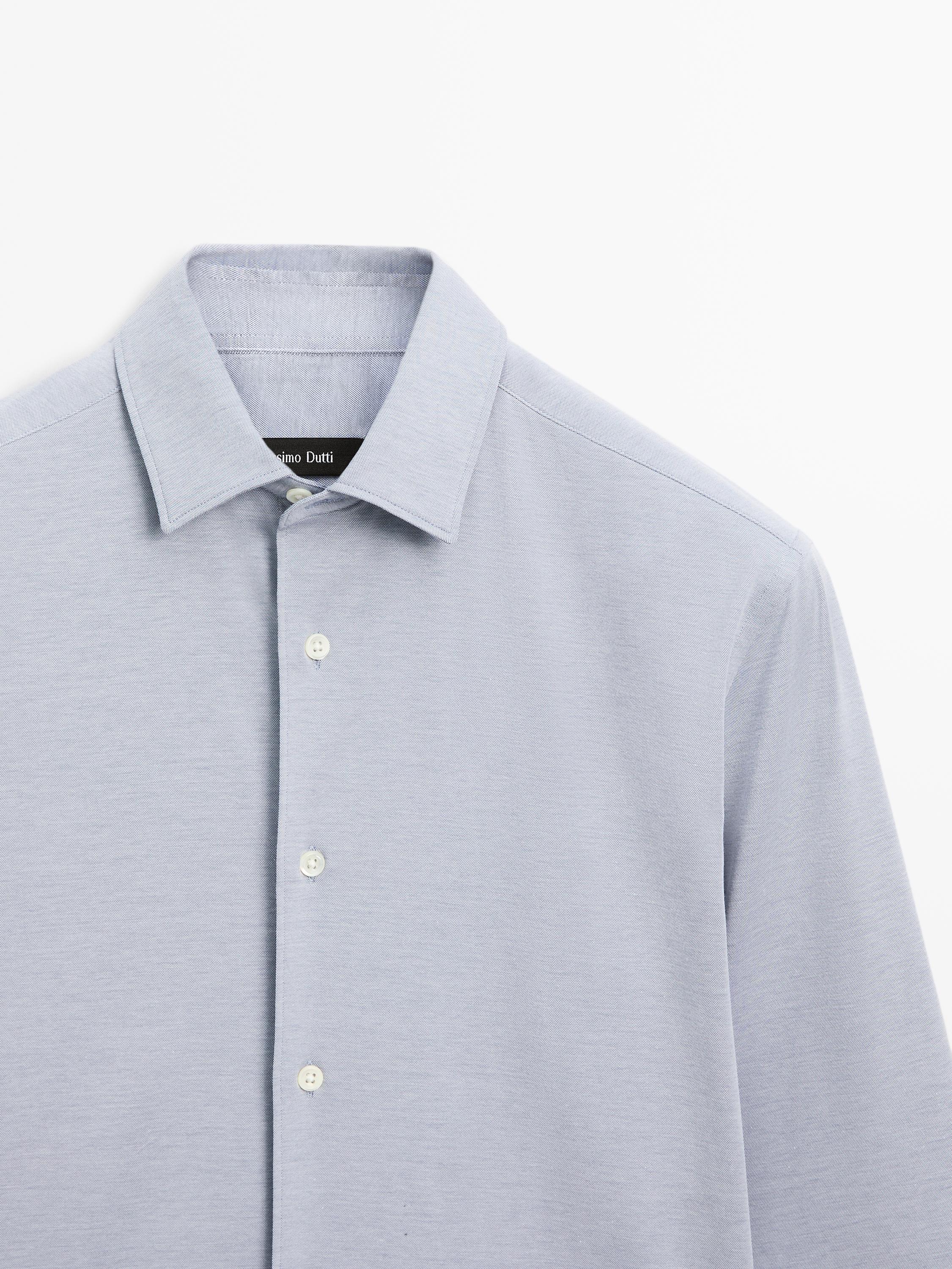 Melert skjorte i bomullsblanding – slim-fit