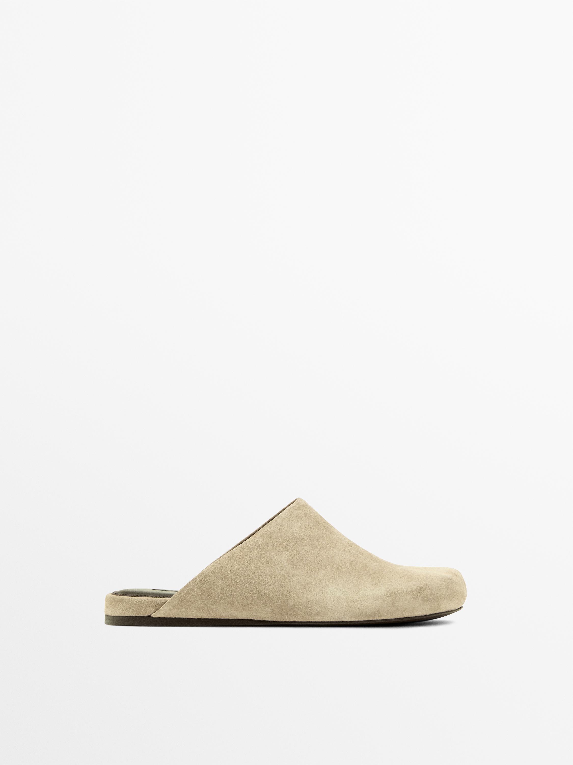 스플릿 스웨이드 레더 뮬