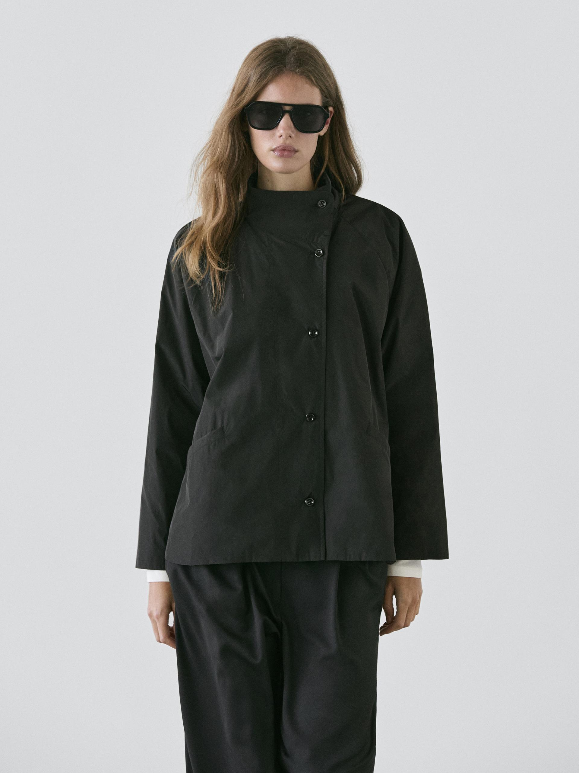 Parka Corta Acolchada Detalle Cuello - Negro - M - Massimo Dutti - Mujer