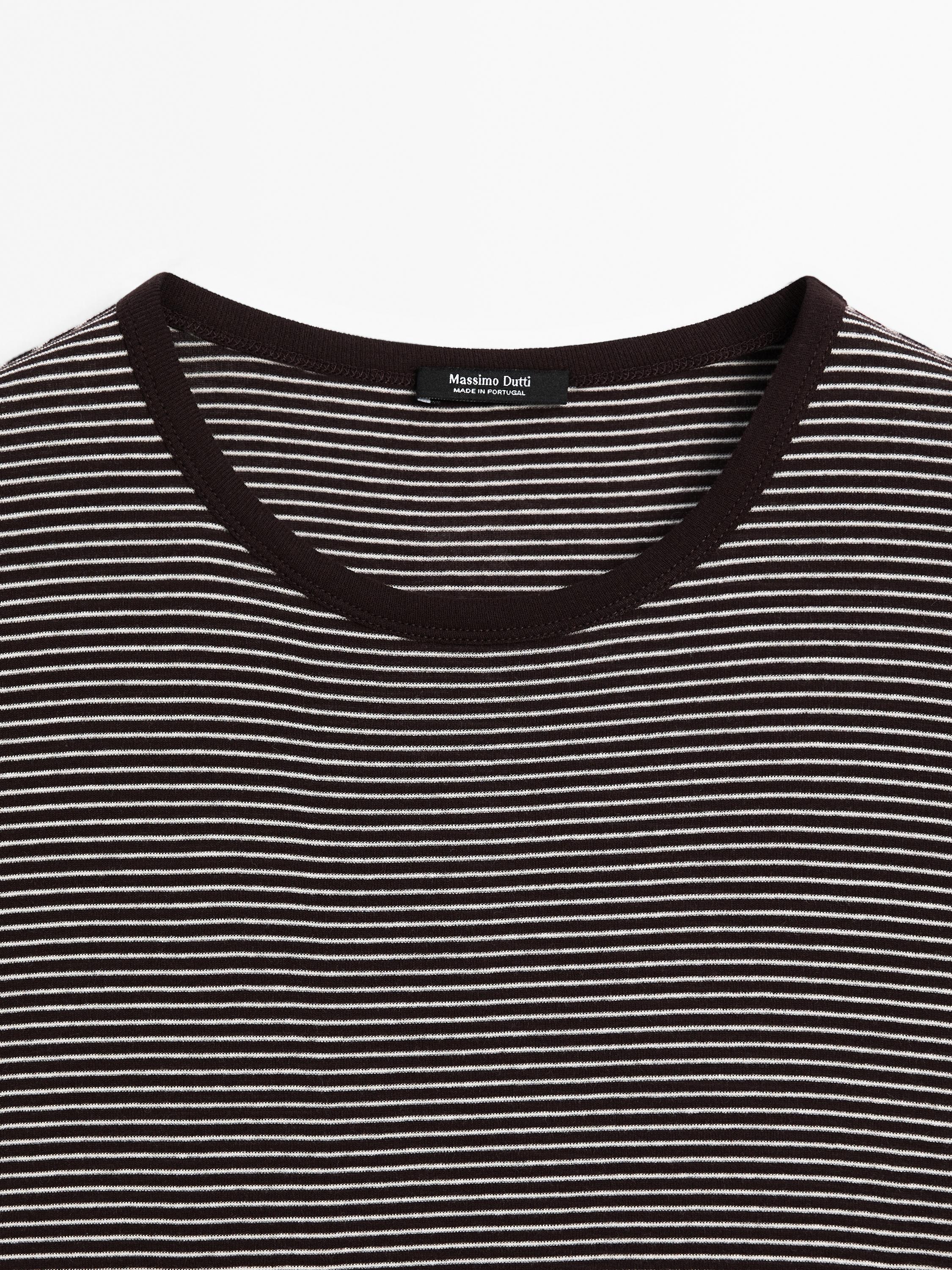 Contrast ribbed striped cotton T-shirt