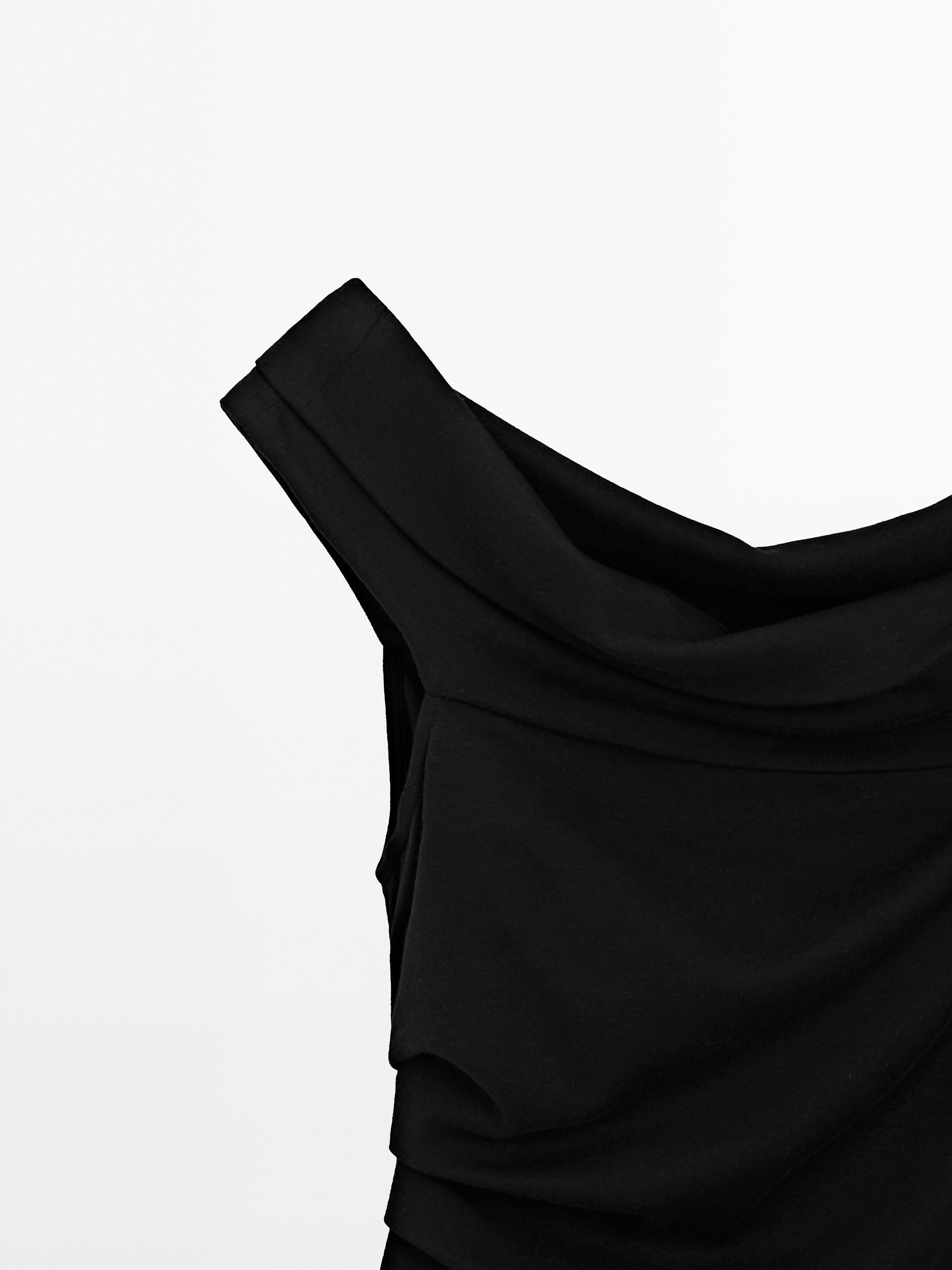 Draped strapless top