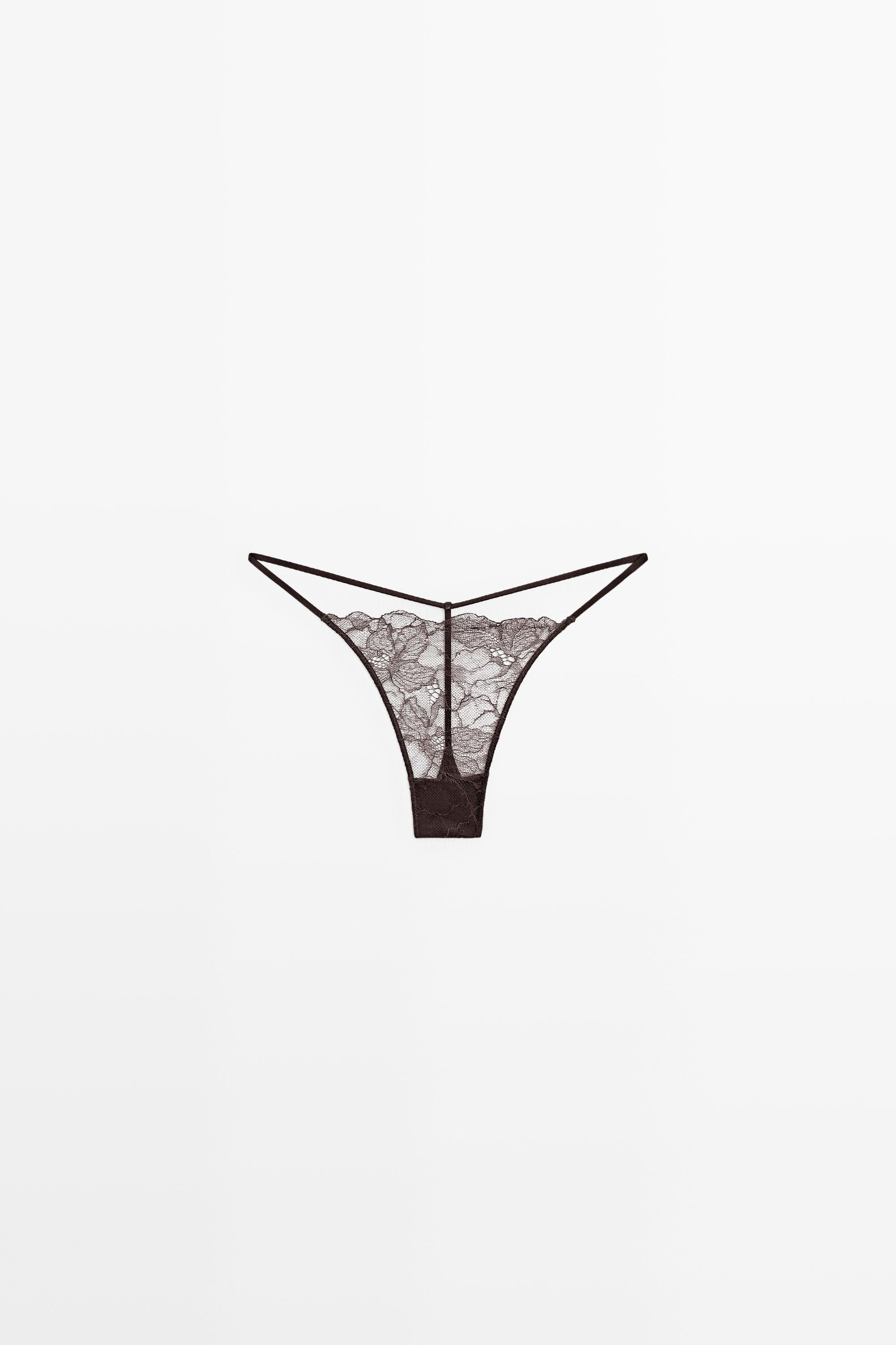 Wavy-trim lace thong - thumbnail 2