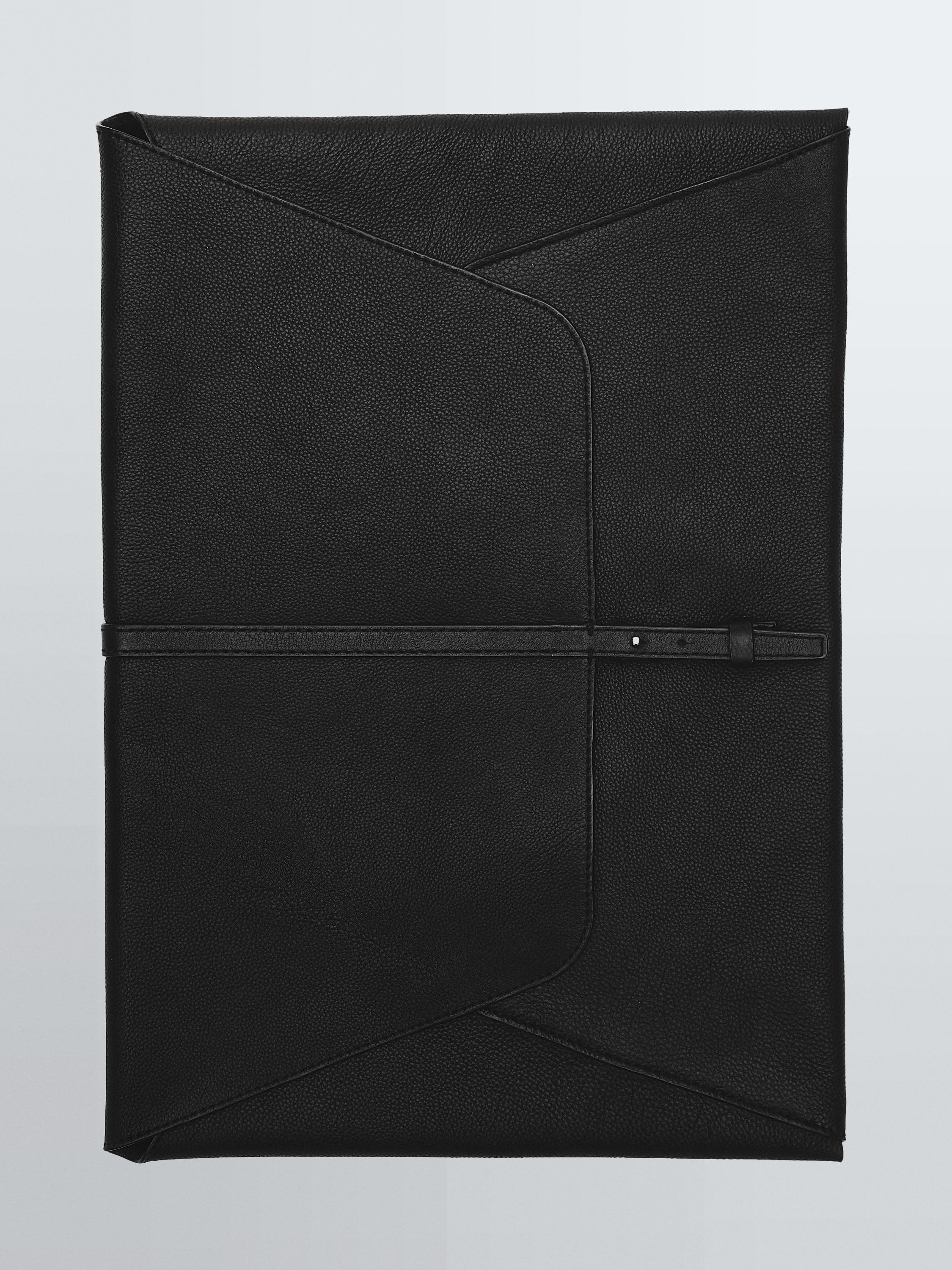Cowhide leather laptop case with nappa finish — BLACK