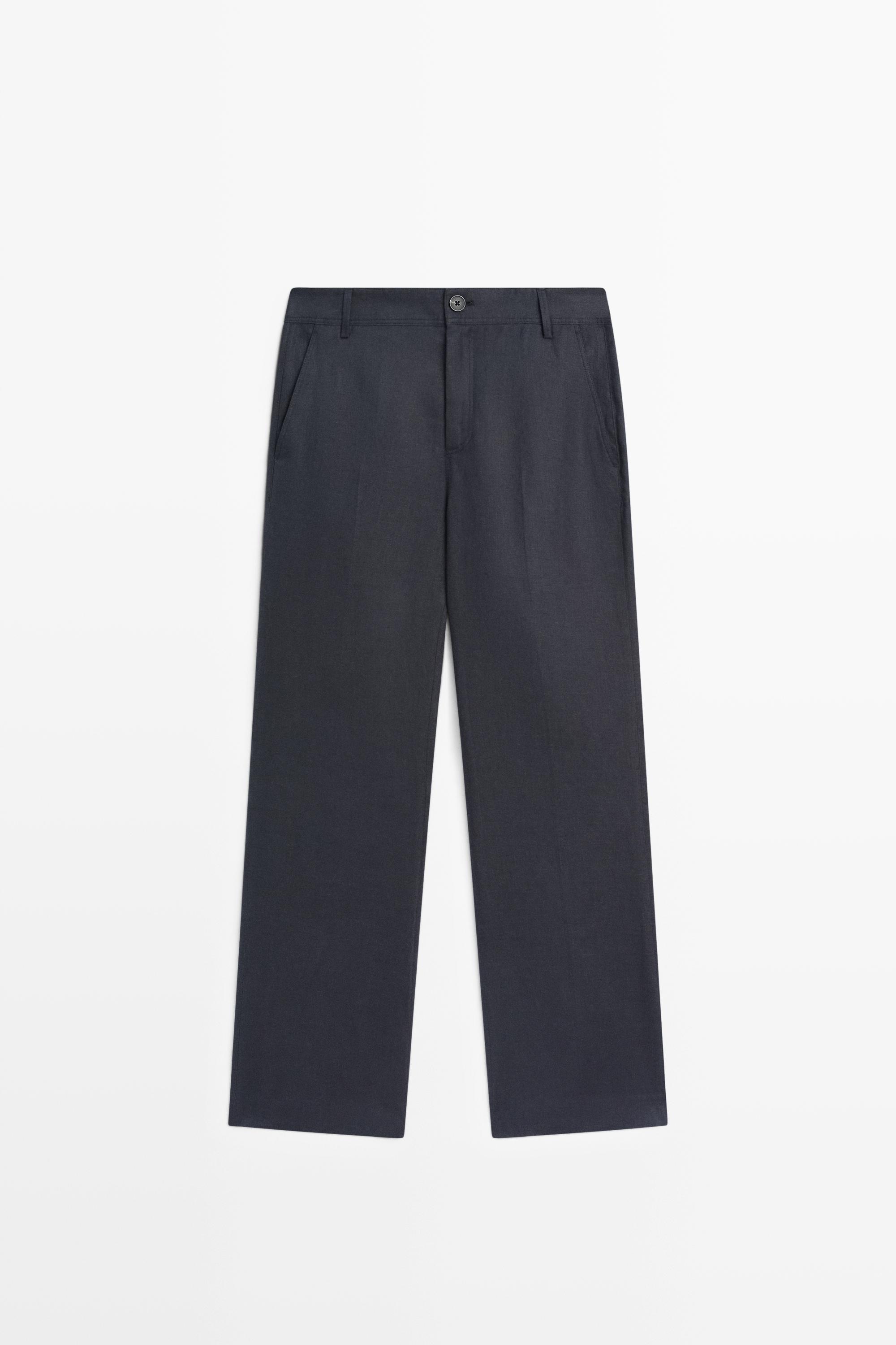 Kick flare cropped linen trousers