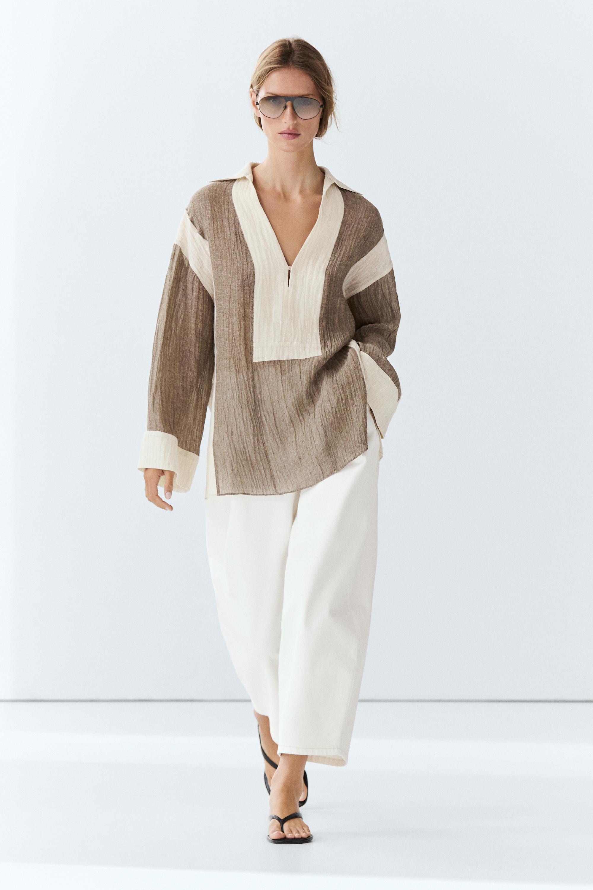 Blouse fluide texture lin mélangé
